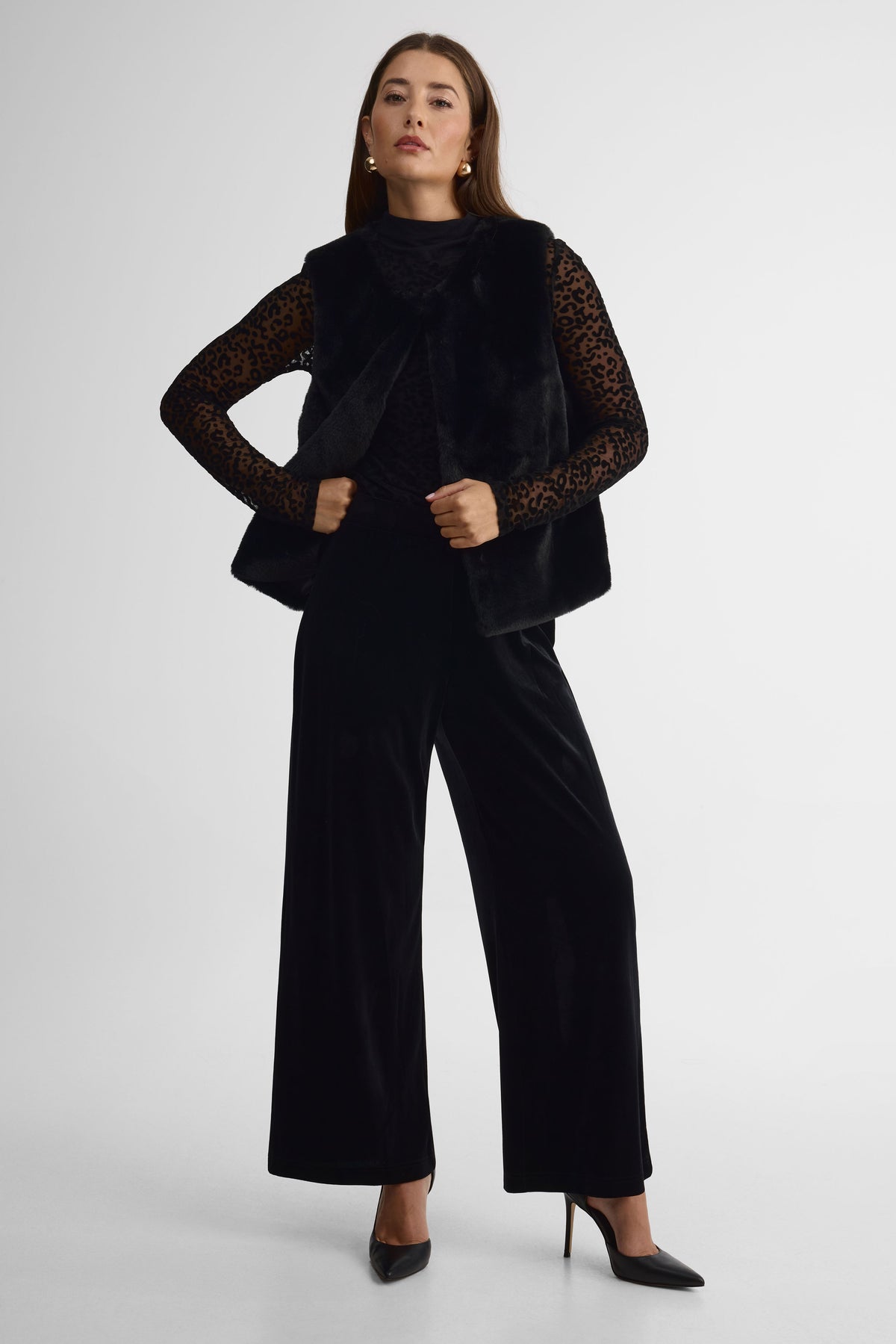 Veste en fausse fourrure - Femme && NOIR