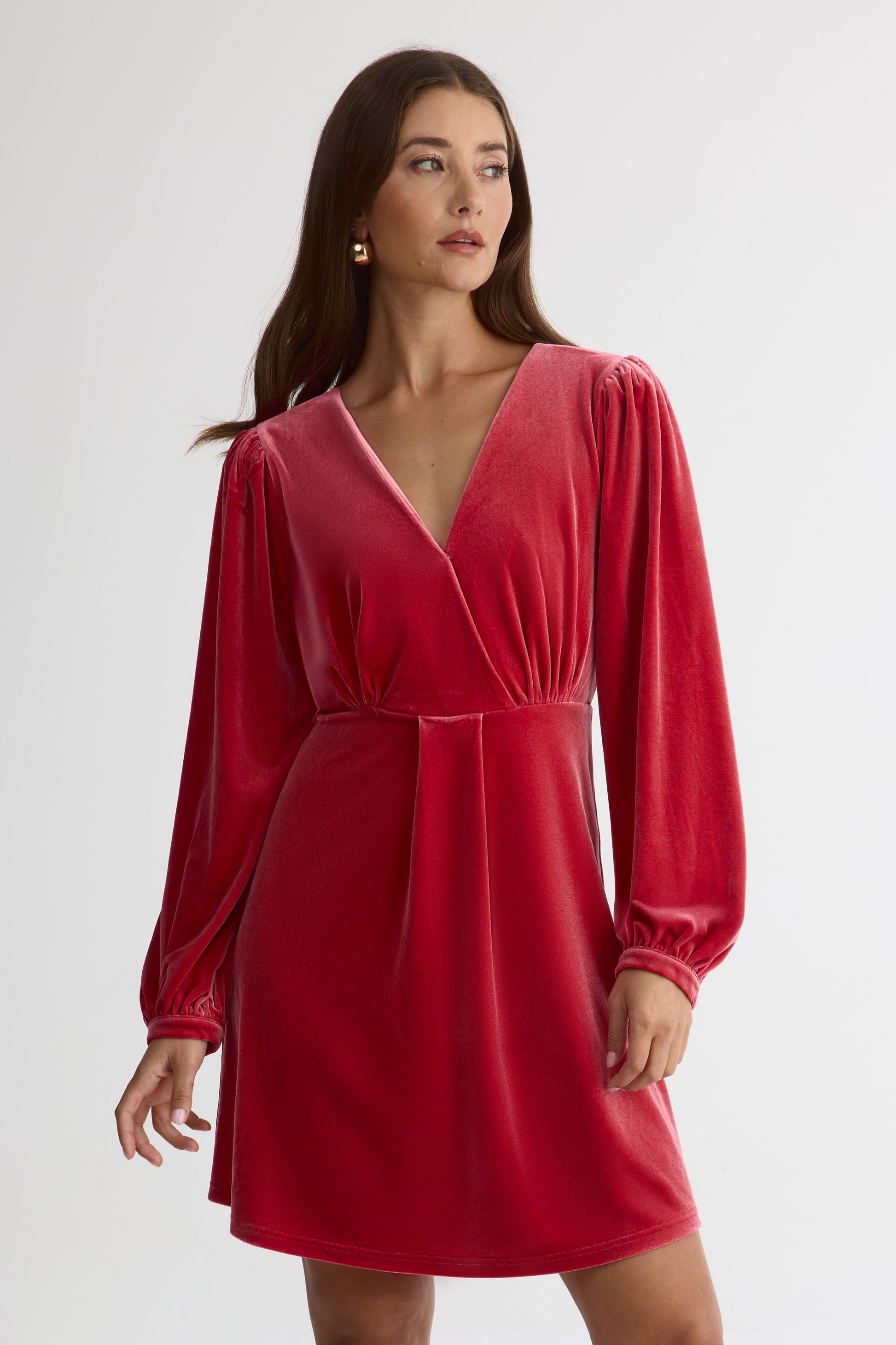Robe courte croisée - Femme && ROUGE