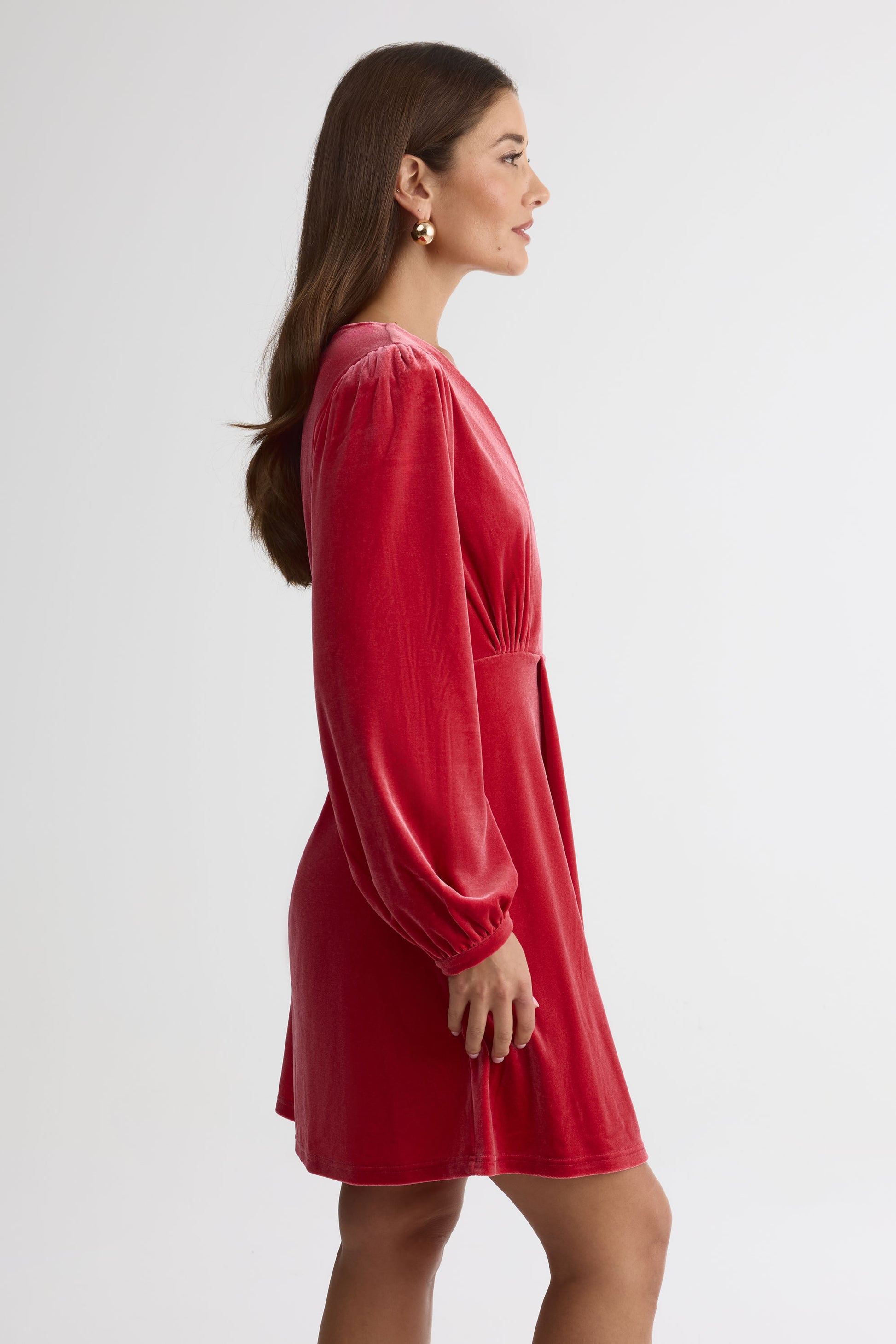 Robe courte croisée - Femme && ROUGE