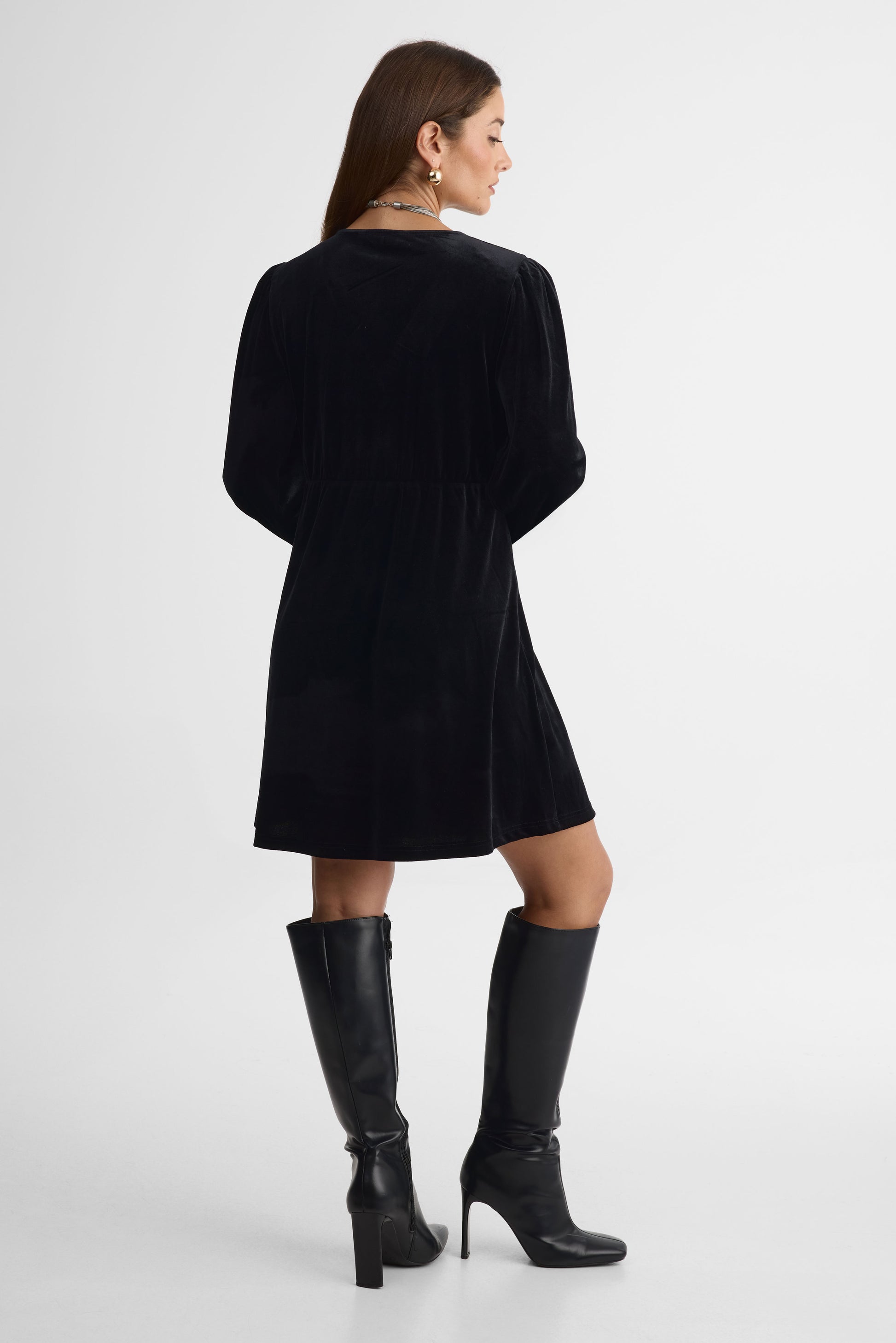 Robe courte croisée - Femme && NOIR