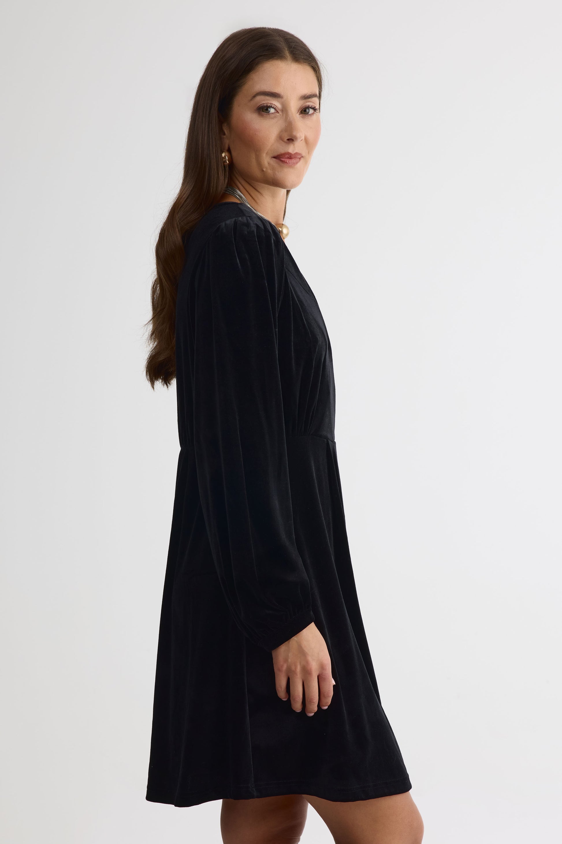 Robe courte croisée - Femme && NOIR