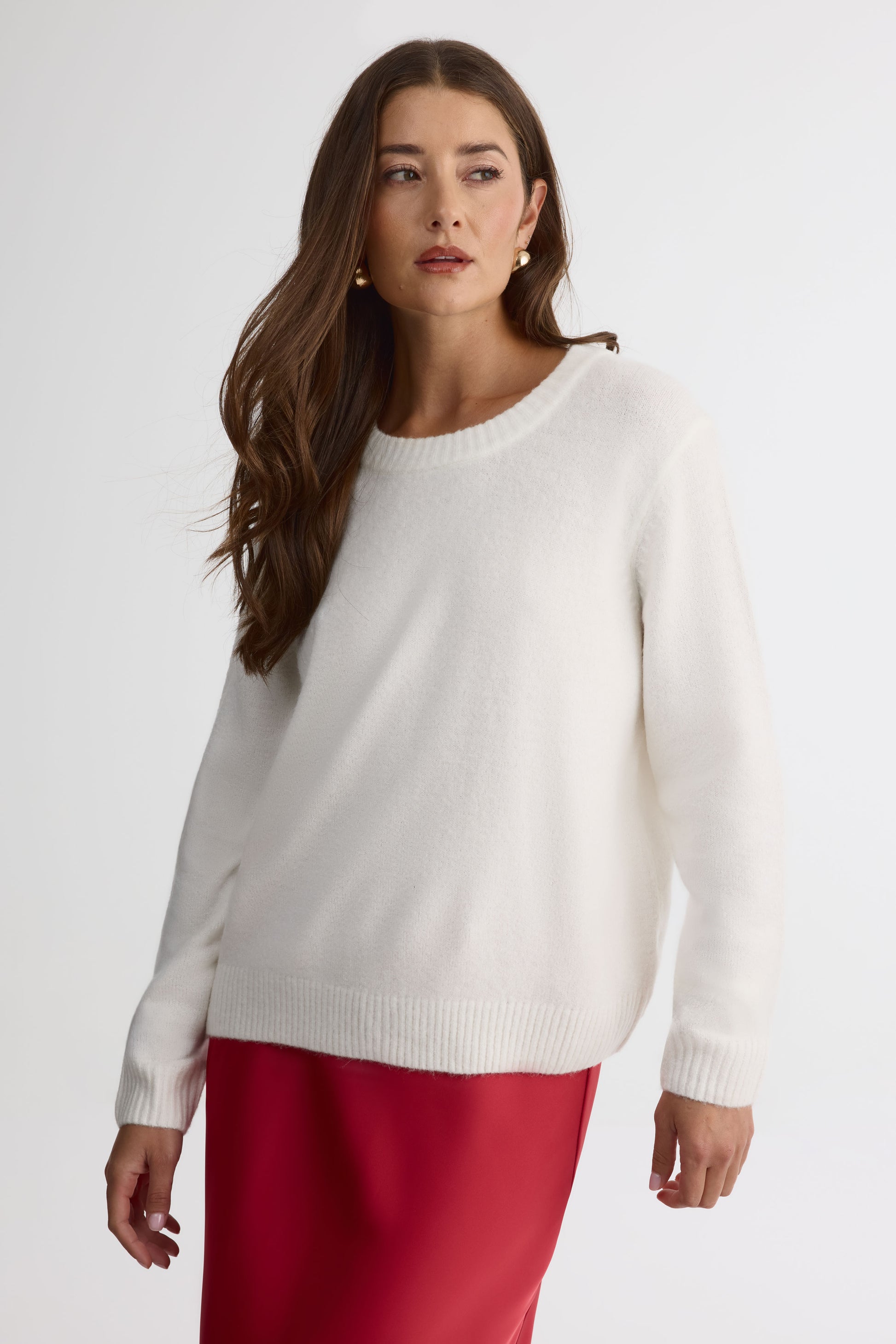 Chandail tricot à manches longues – Femme && BLANC CASSÉ