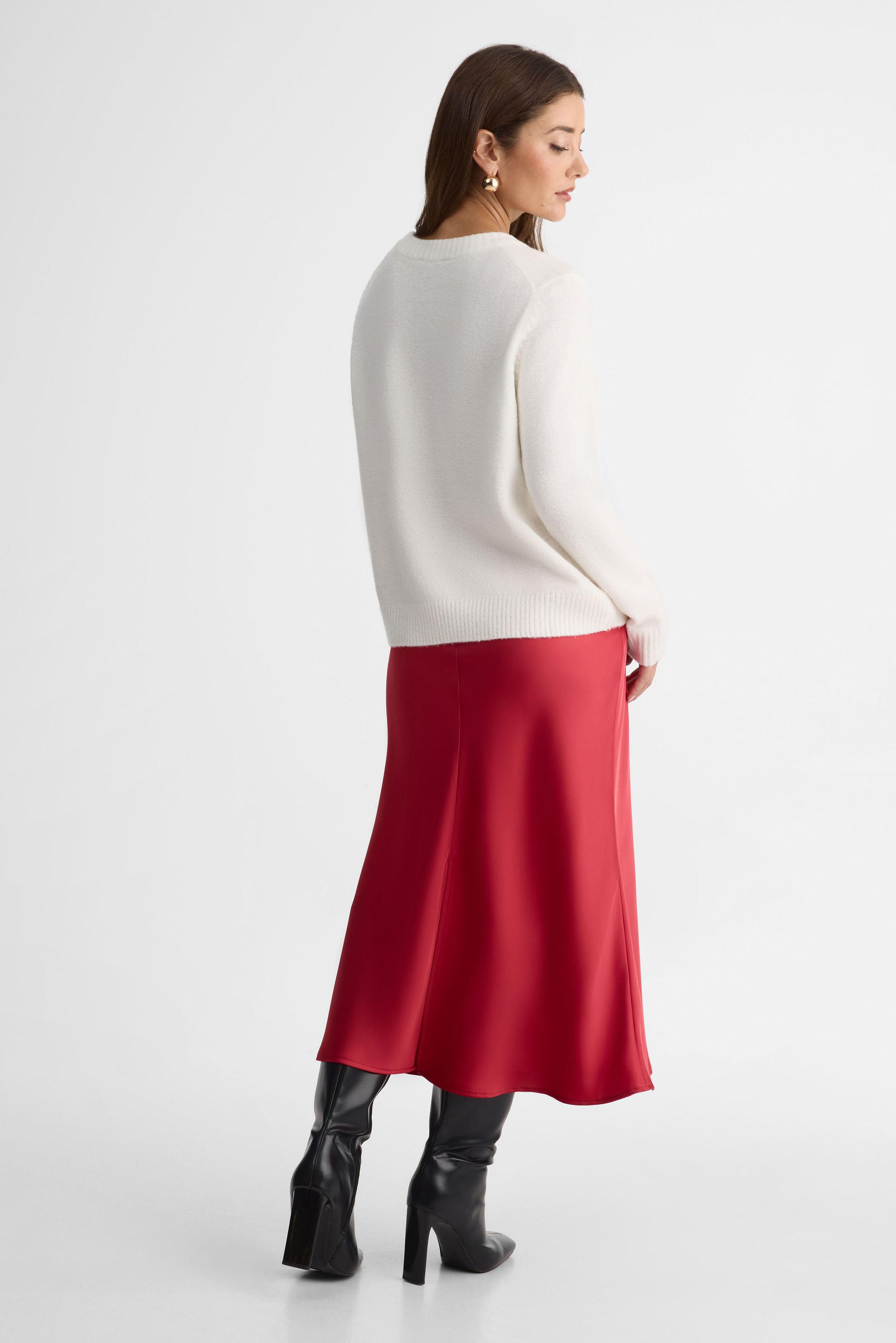 Chandail tricot à manches longues – Femme && BLANC CASSÉ