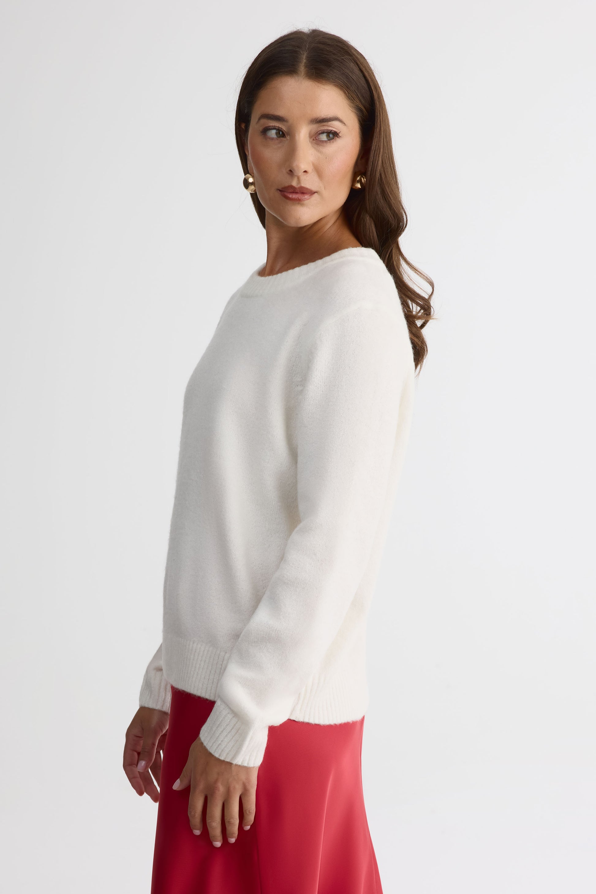 Chandail tricot à manches longues – Femme && BLANC CASSÉ