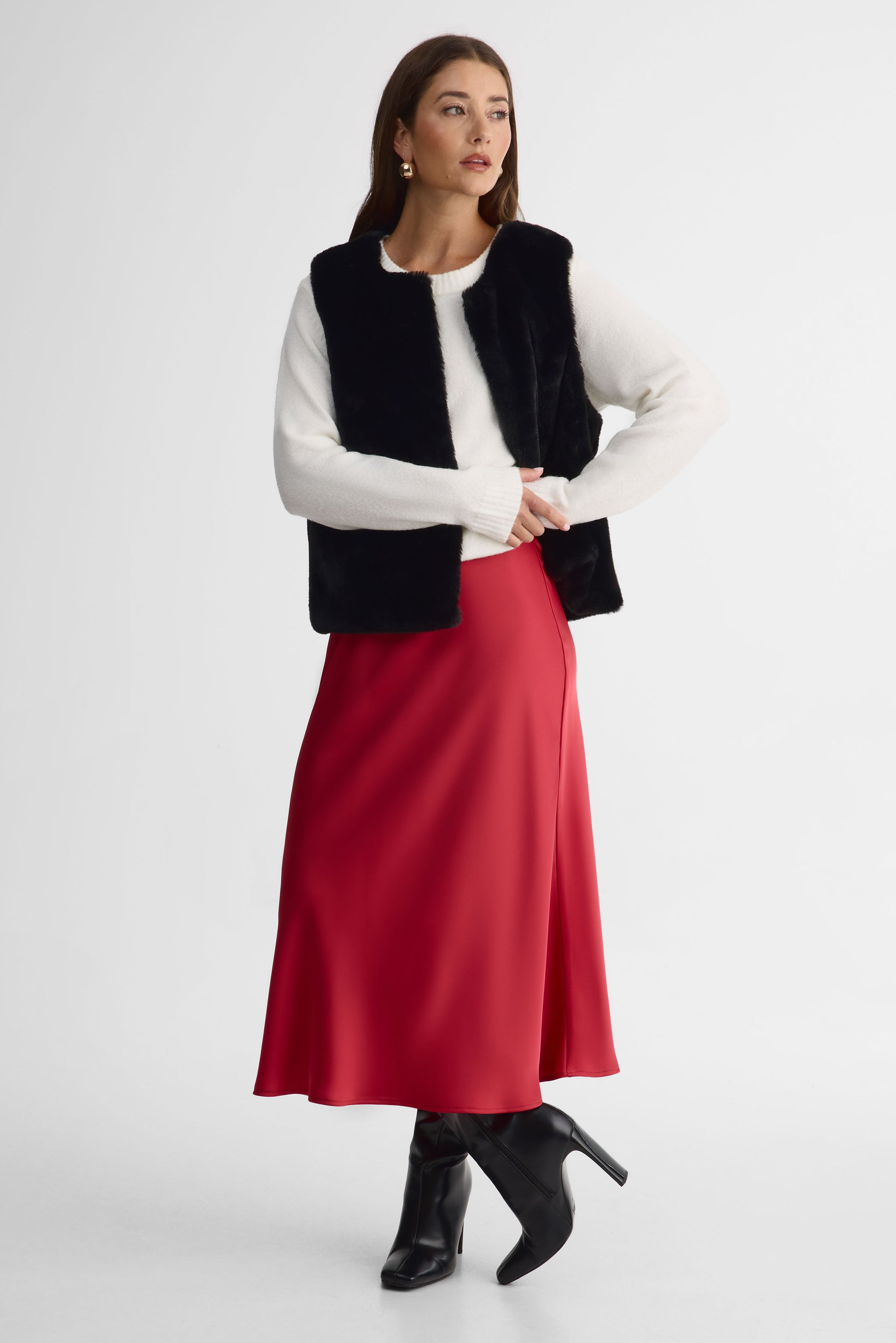 Chandail tricot à manches longues – Femme && BLANC CASSÉ