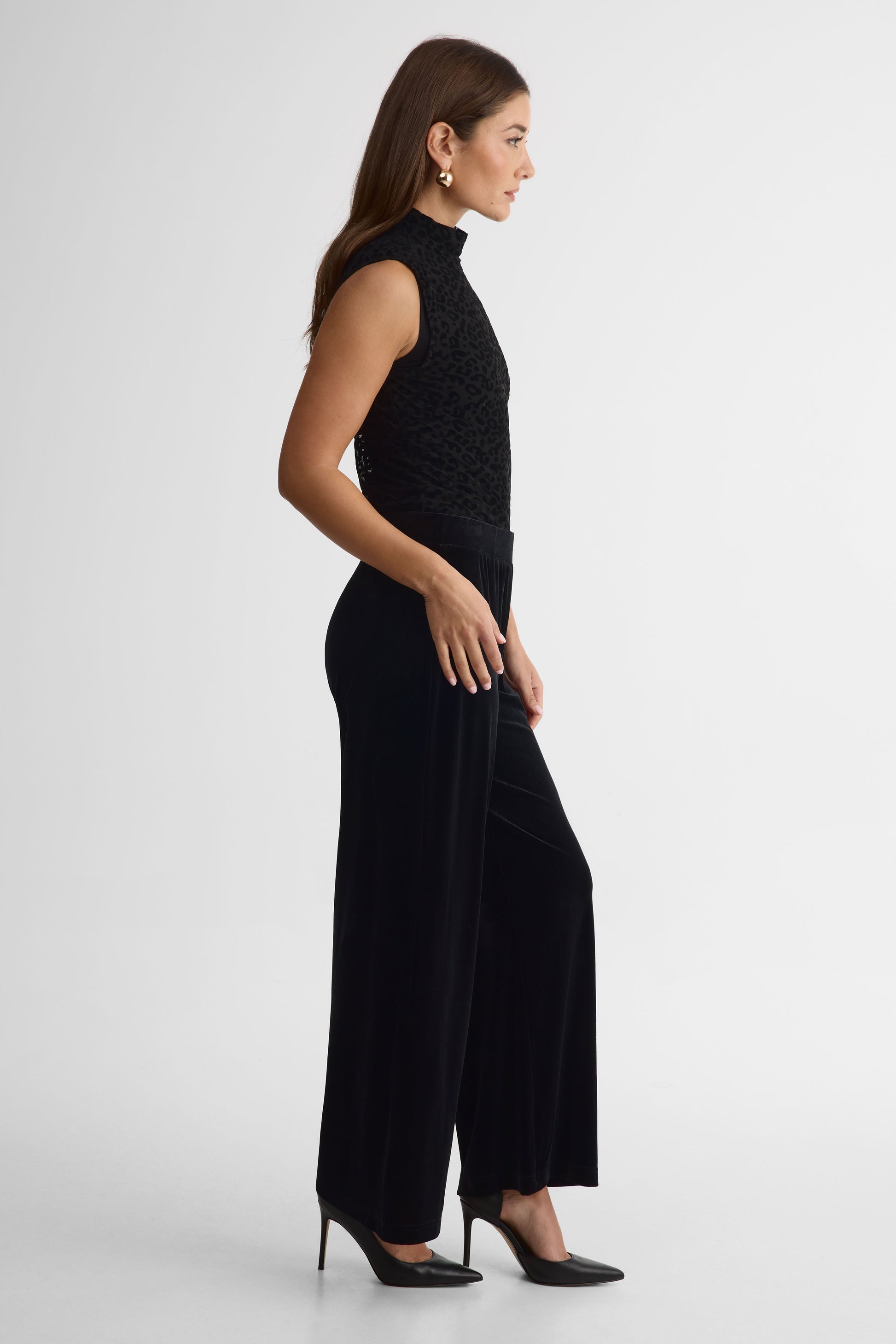 Pantalon jambe larges à taille haute - Femme && NOIR