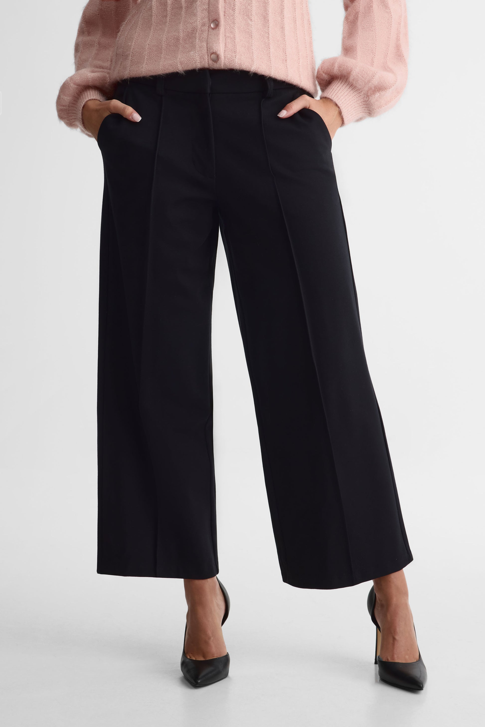 Pantalon droite taille mi-haute - Femme && NOIR