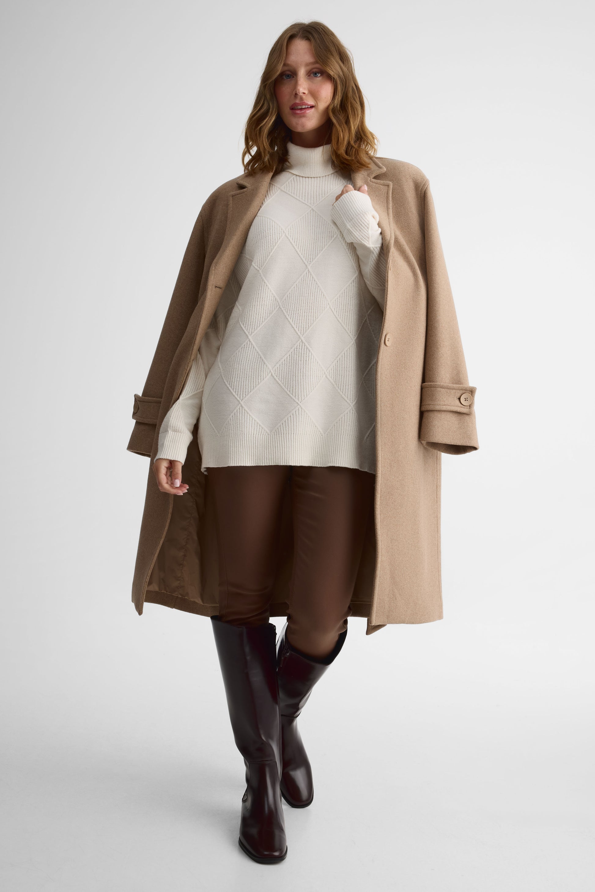 Chandail tricot à col montant - Femme && BLANC CASSÉ