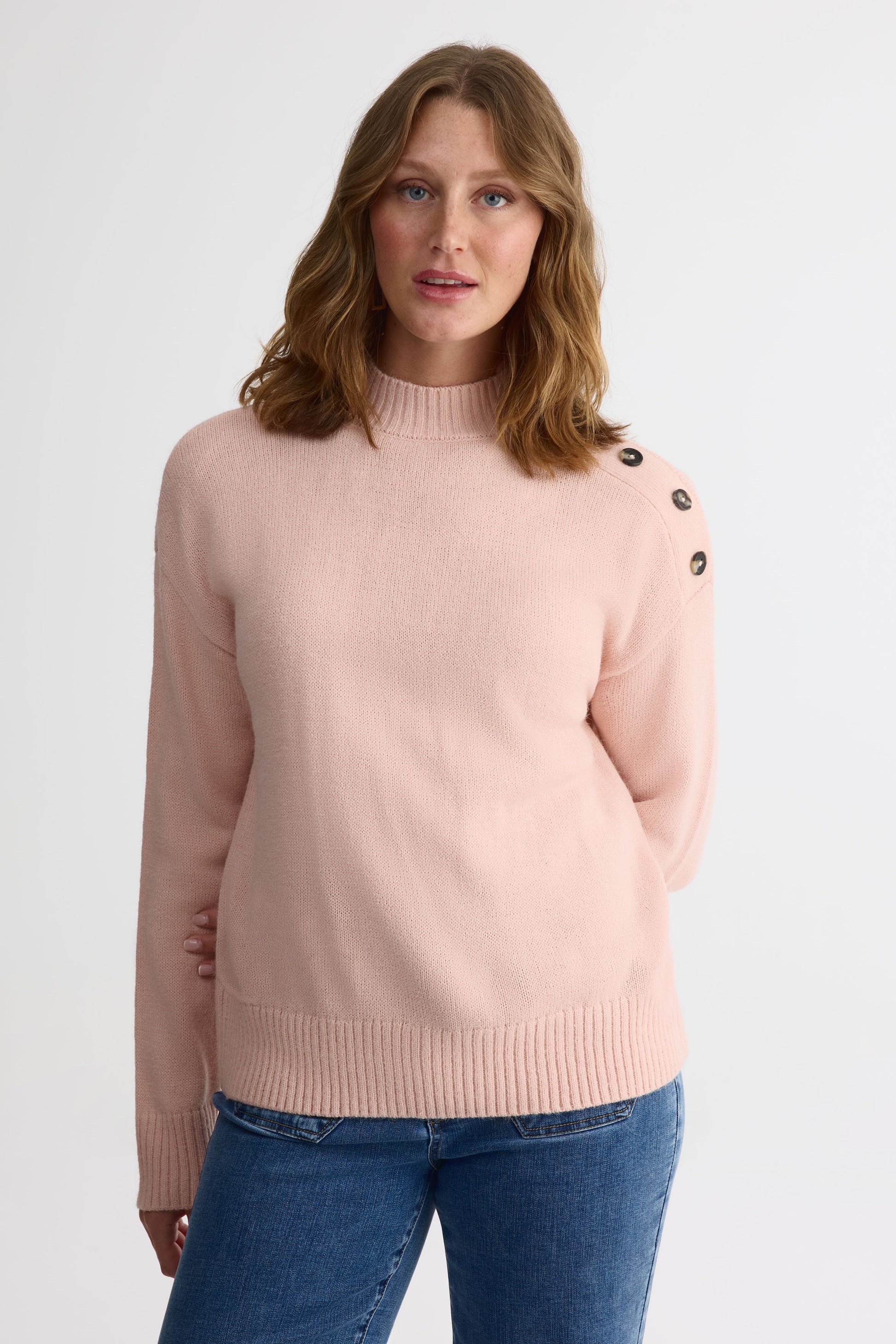 Chandail tricot à col montant – Femme && ROSE