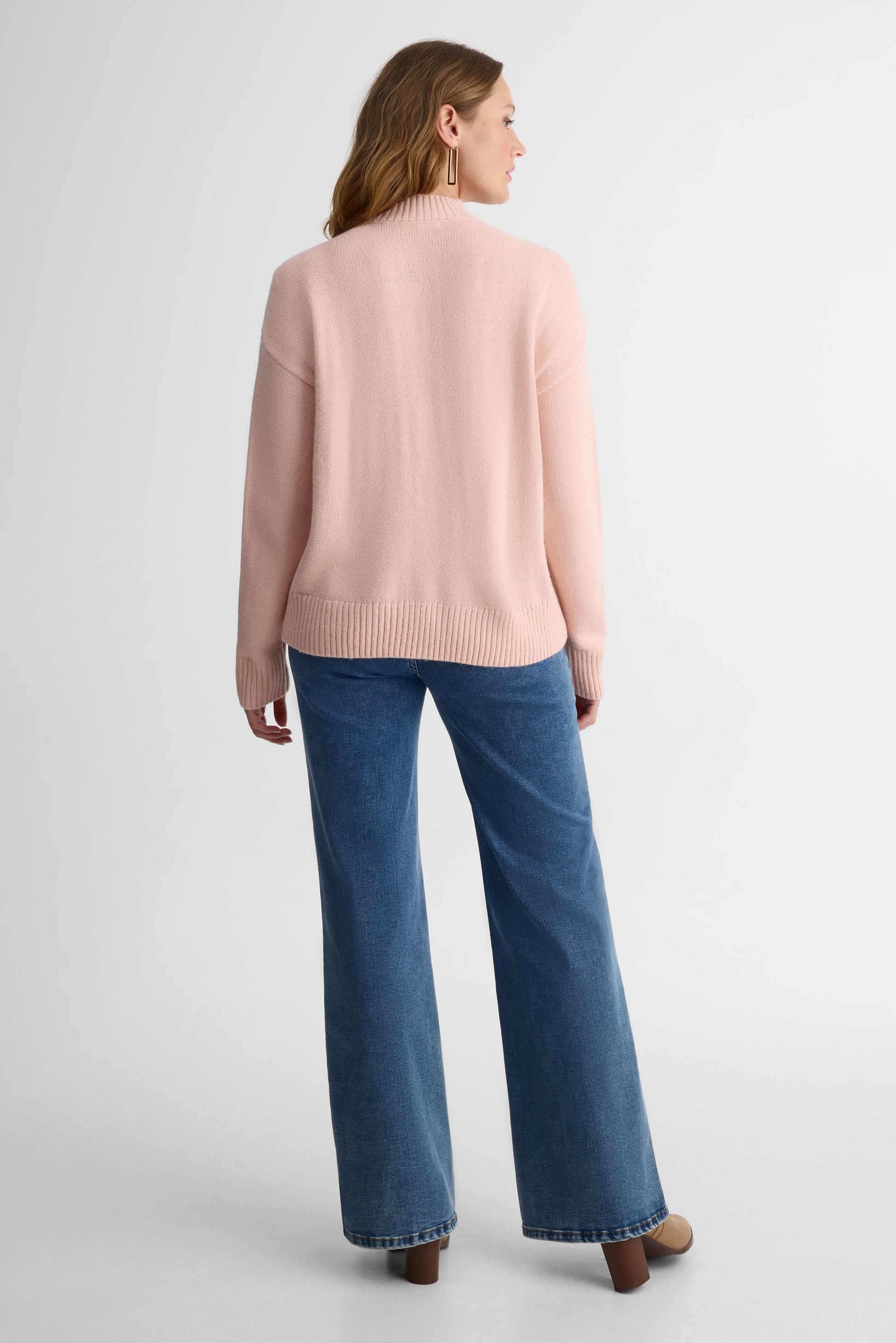 Chandail tricot à col montant – Femme && ROSE