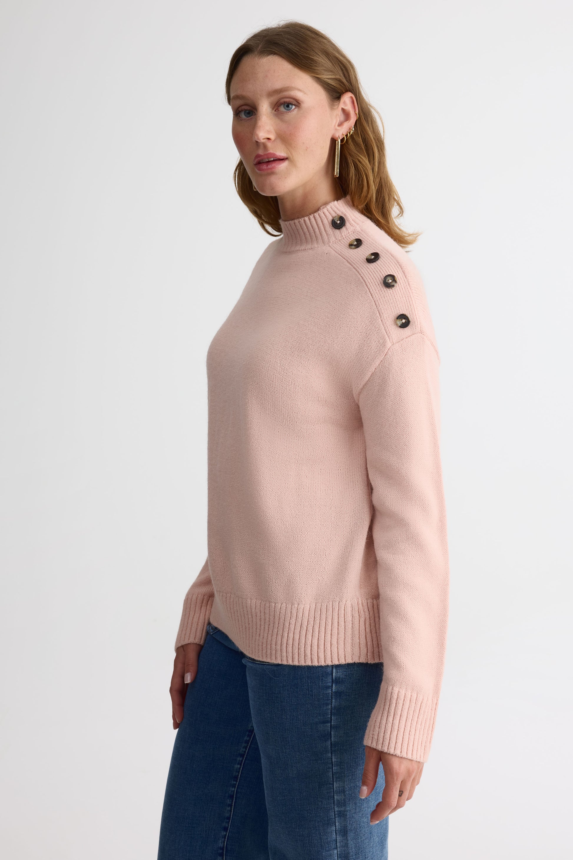 Chandail tricot à col montant – Femme && ROSE