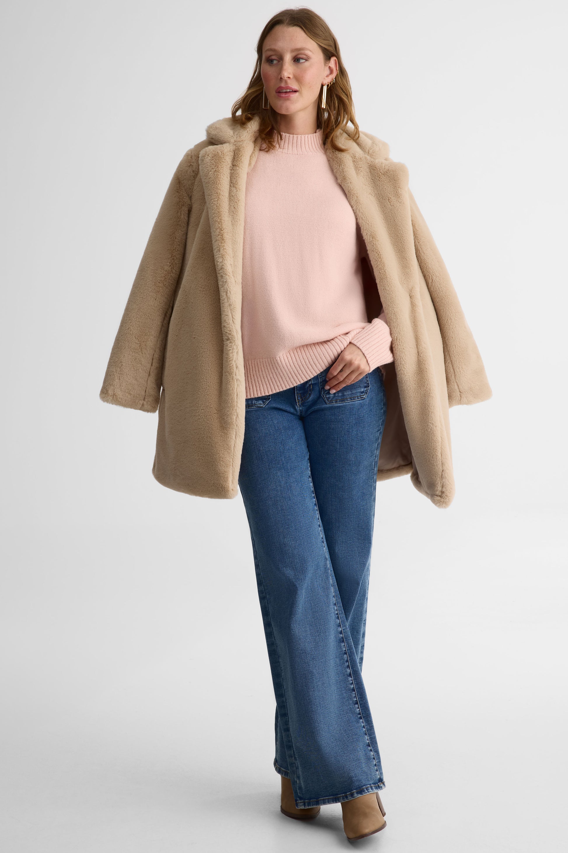 Chandail tricot à col montant – Femme && ROSE