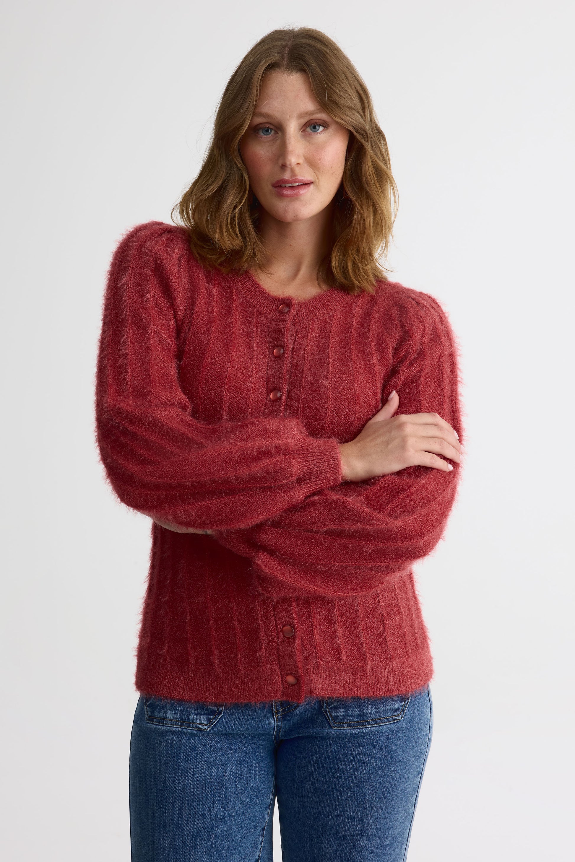 Cardigan boutonné en tricot – Femme && FRAMBOISE