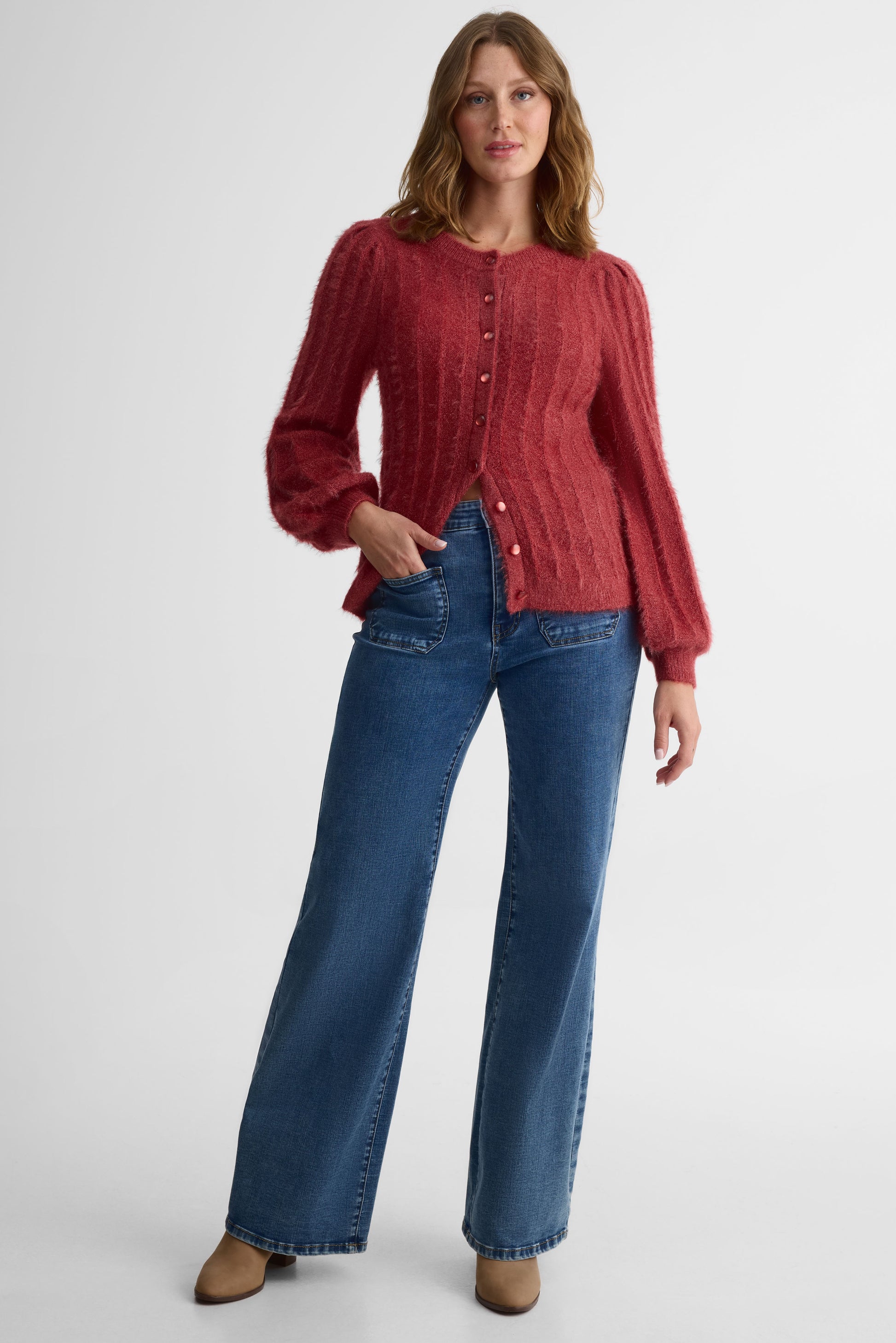 Cardigan boutonné en tricot – Femme && FRAMBOISE