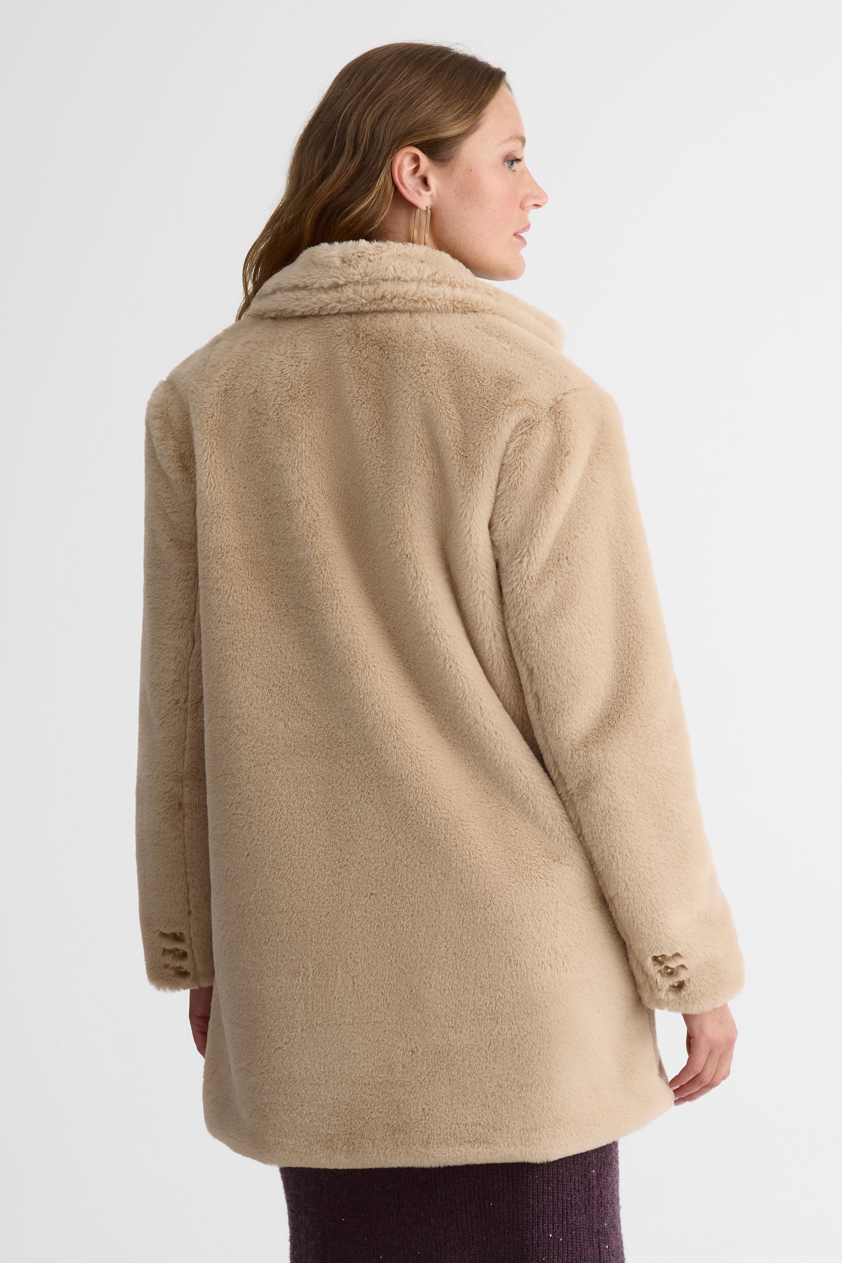 Manteau en fausse fourrure – Femme && TAUPE