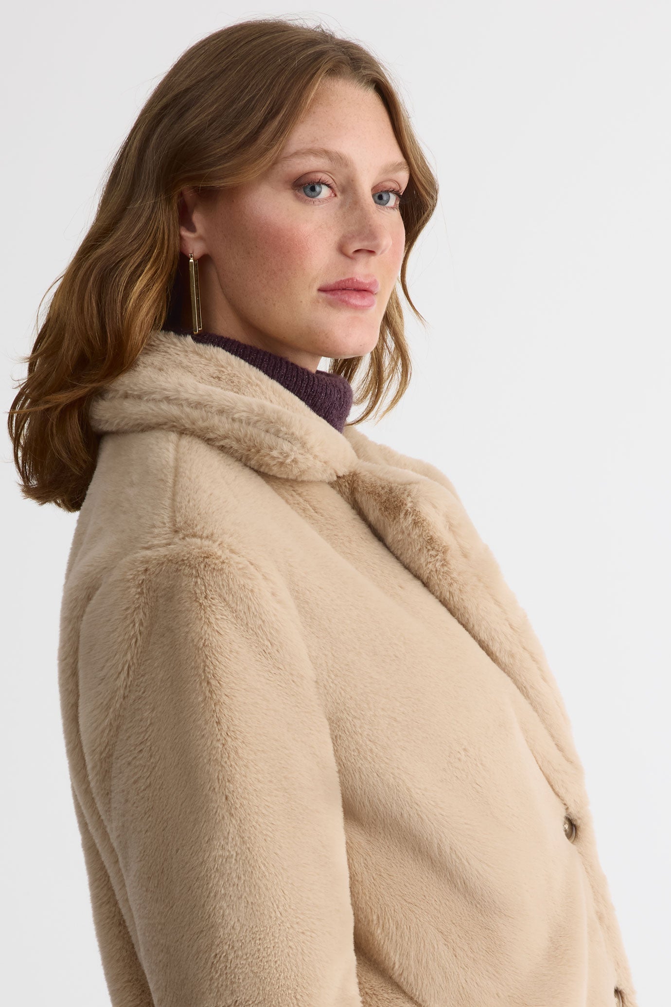 Manteau en fausse fourrure – Femme && TAUPE