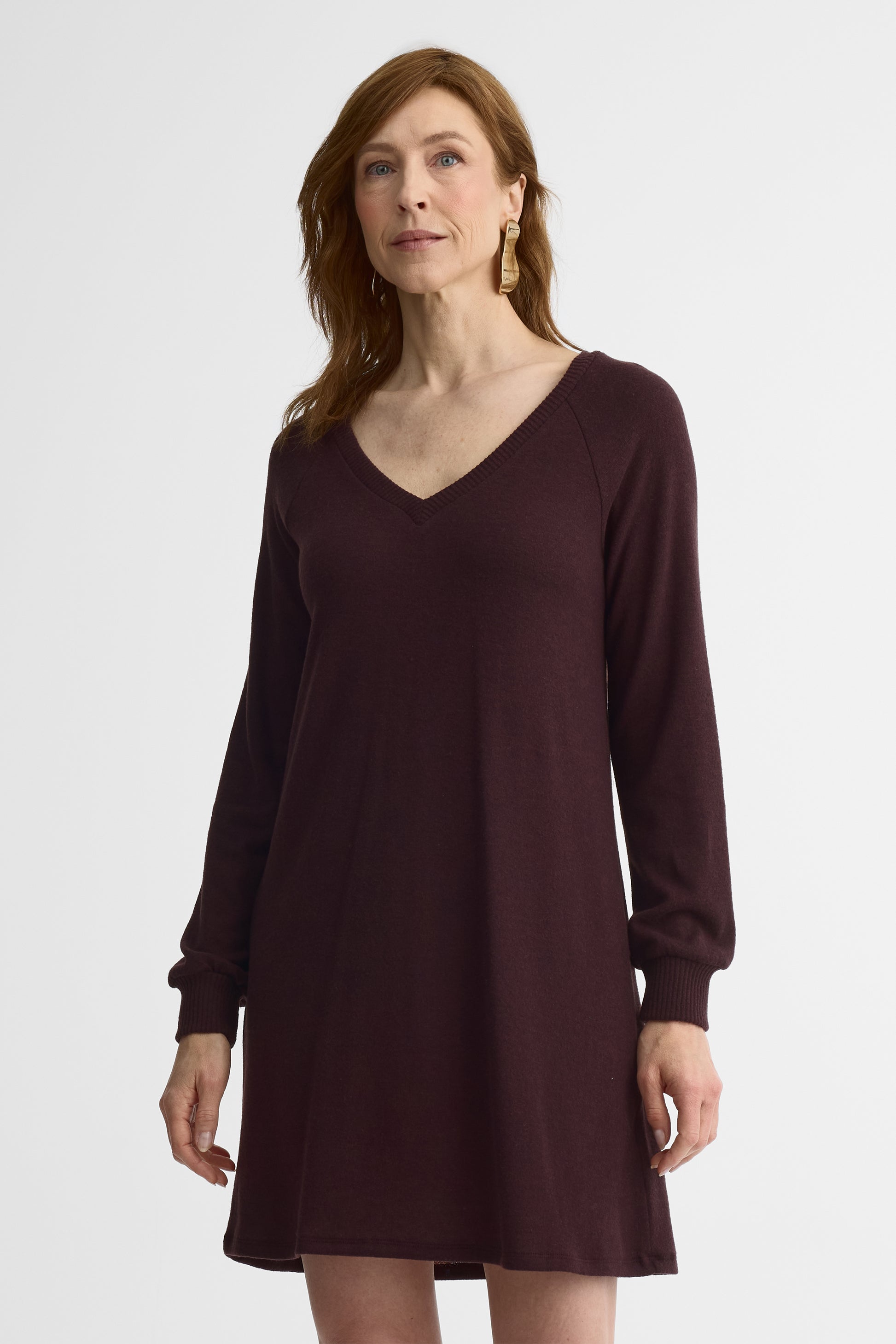Robe courte à manche longues - Femme && PRUNE
