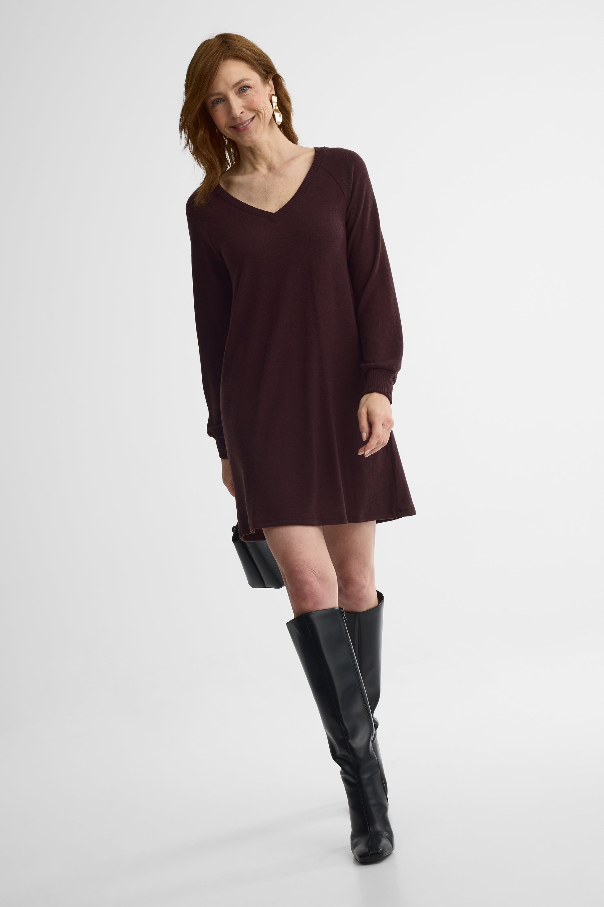 Robe courte à manche longues - Femme && PRUNE
