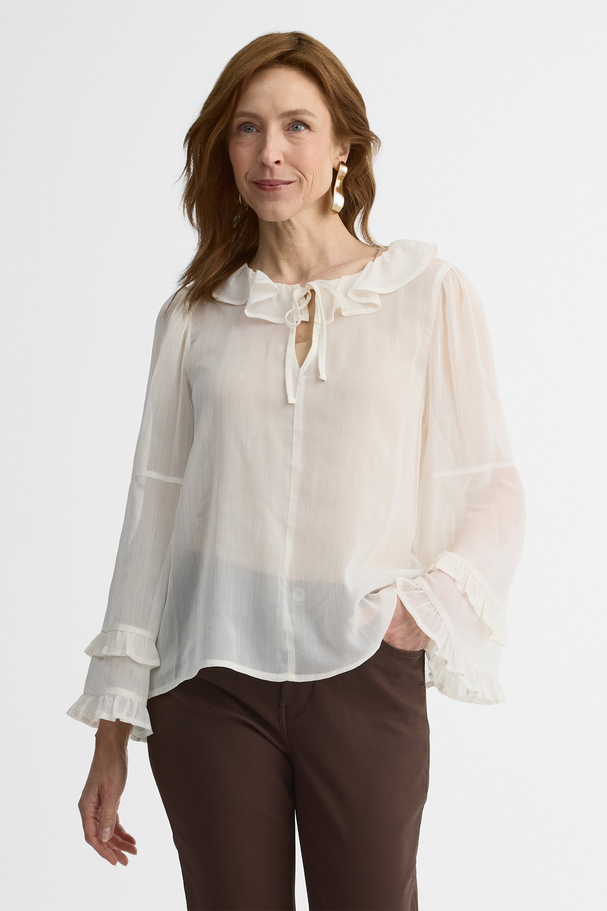 Blouse à manches longues – Femme && BLANC CASSÉ
