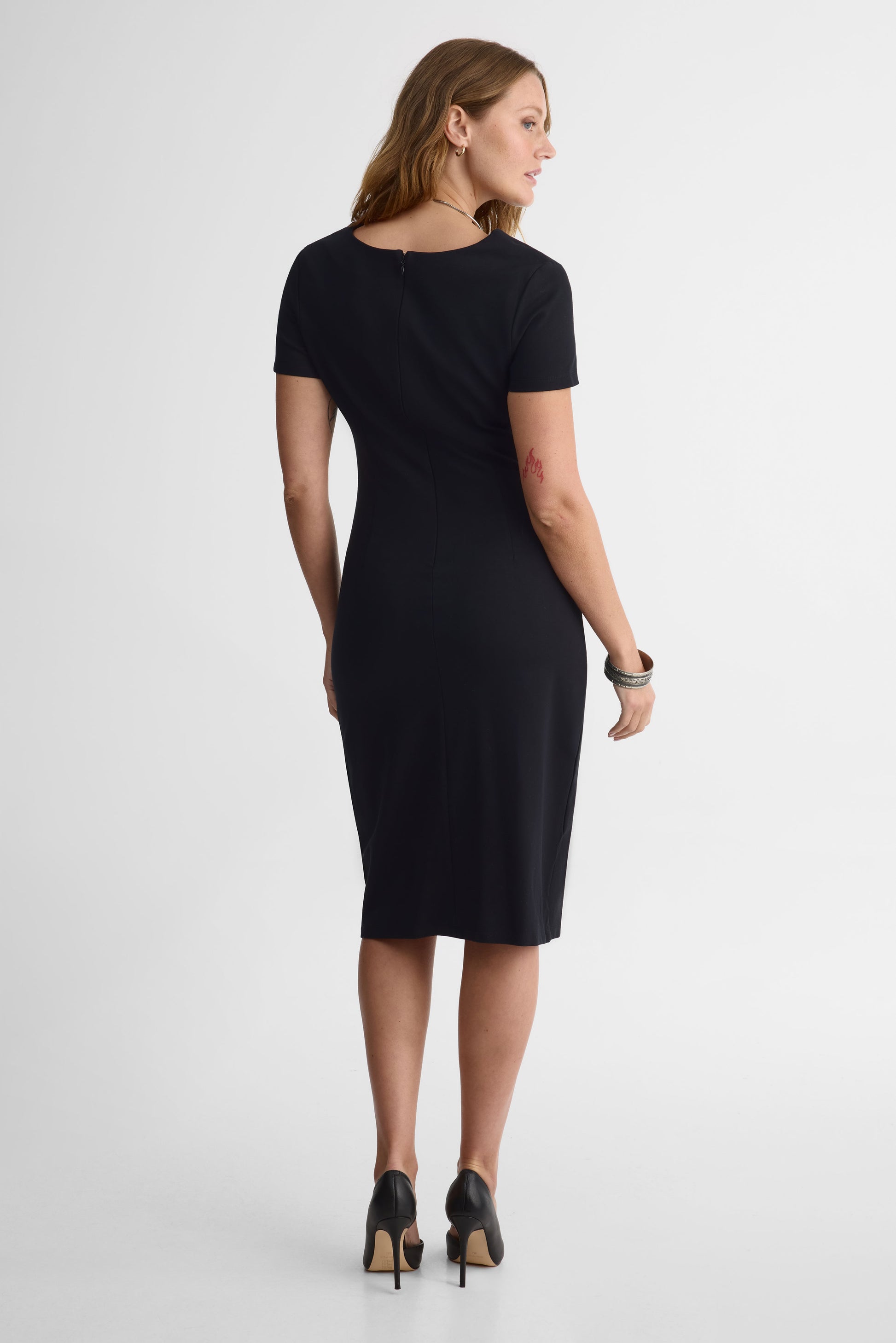 Robe midi col bateau – Femme && NOIR