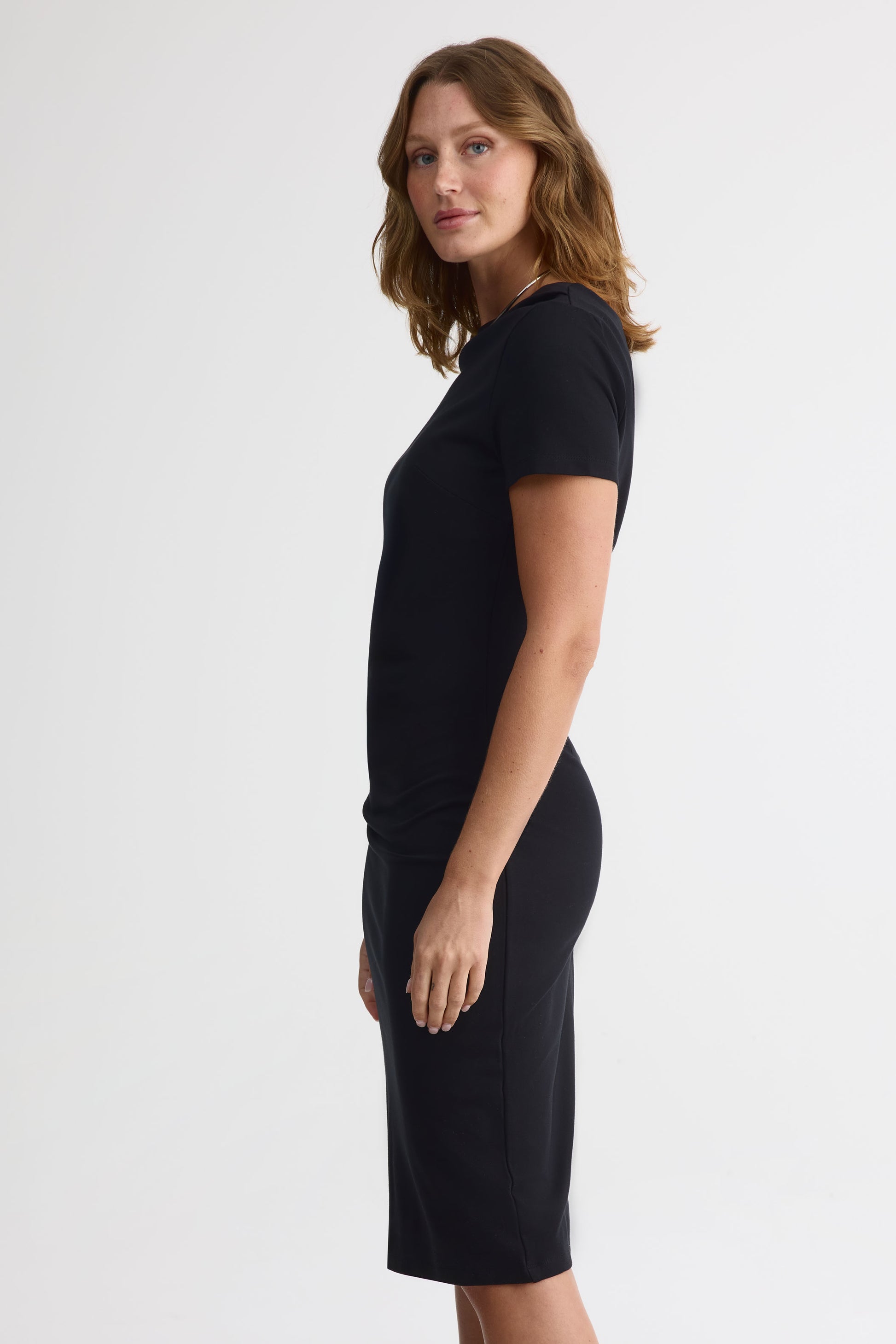 Robe midi col bateau – Femme && NOIR