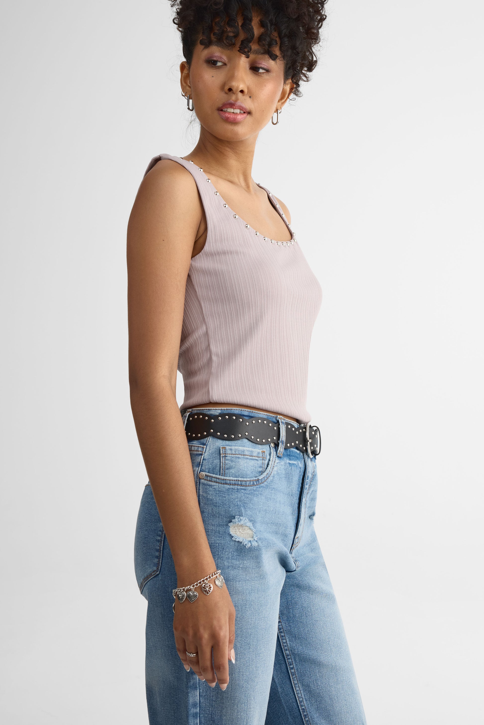 Camisole cloutés - Femme && GRIS