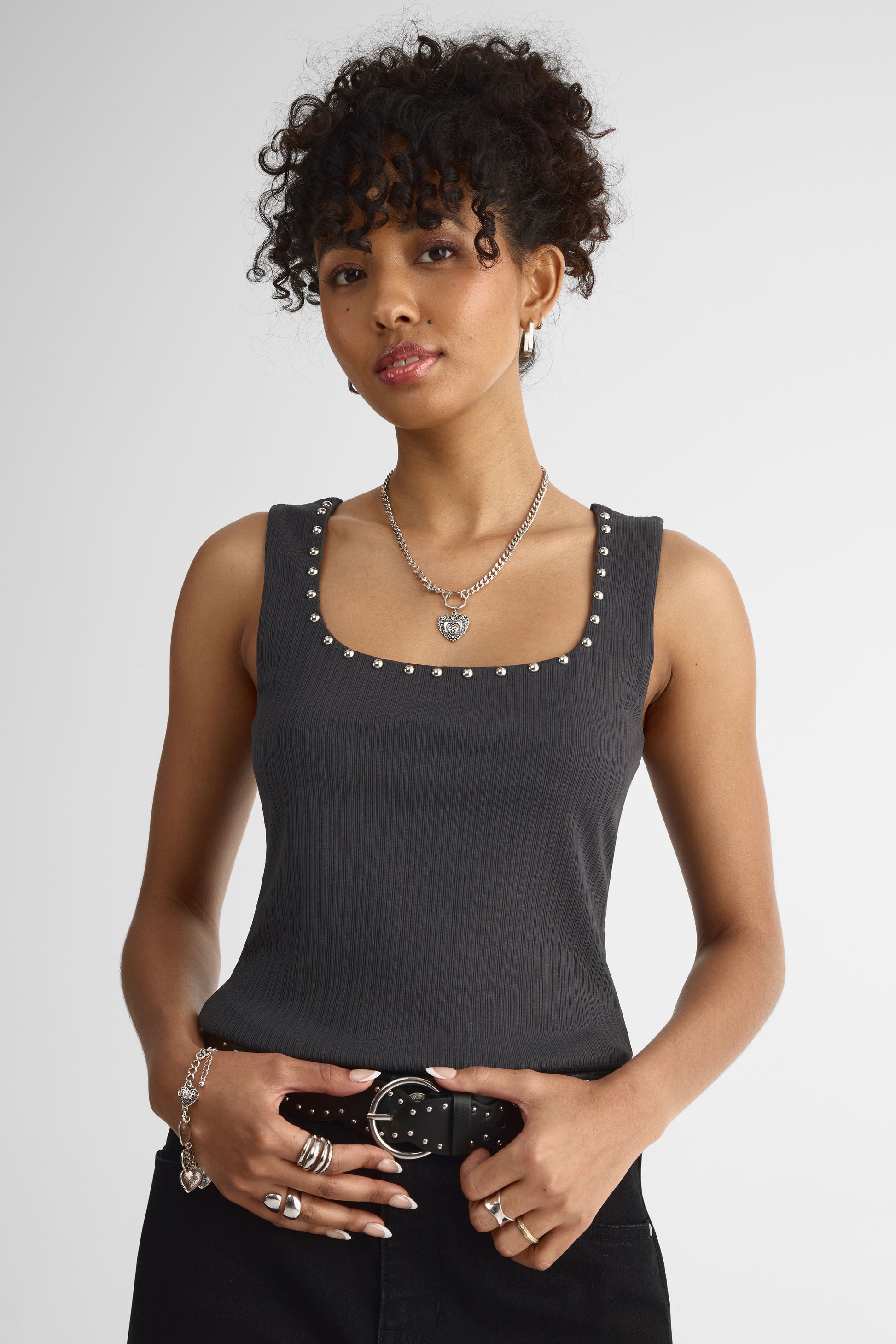 Camisole cloutés - Femme && CHARBON