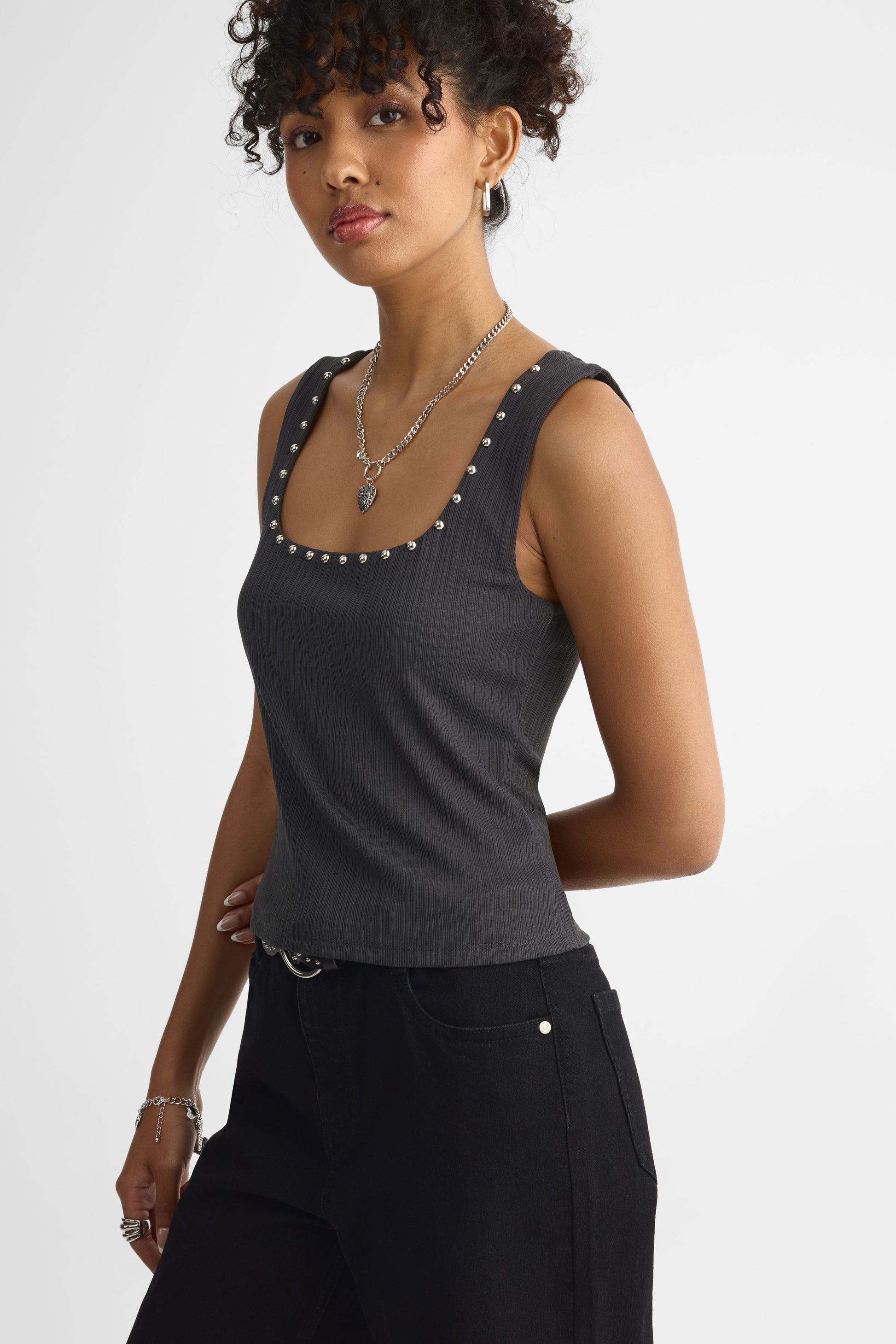 Camisole cloutés - Femme && CHARBON