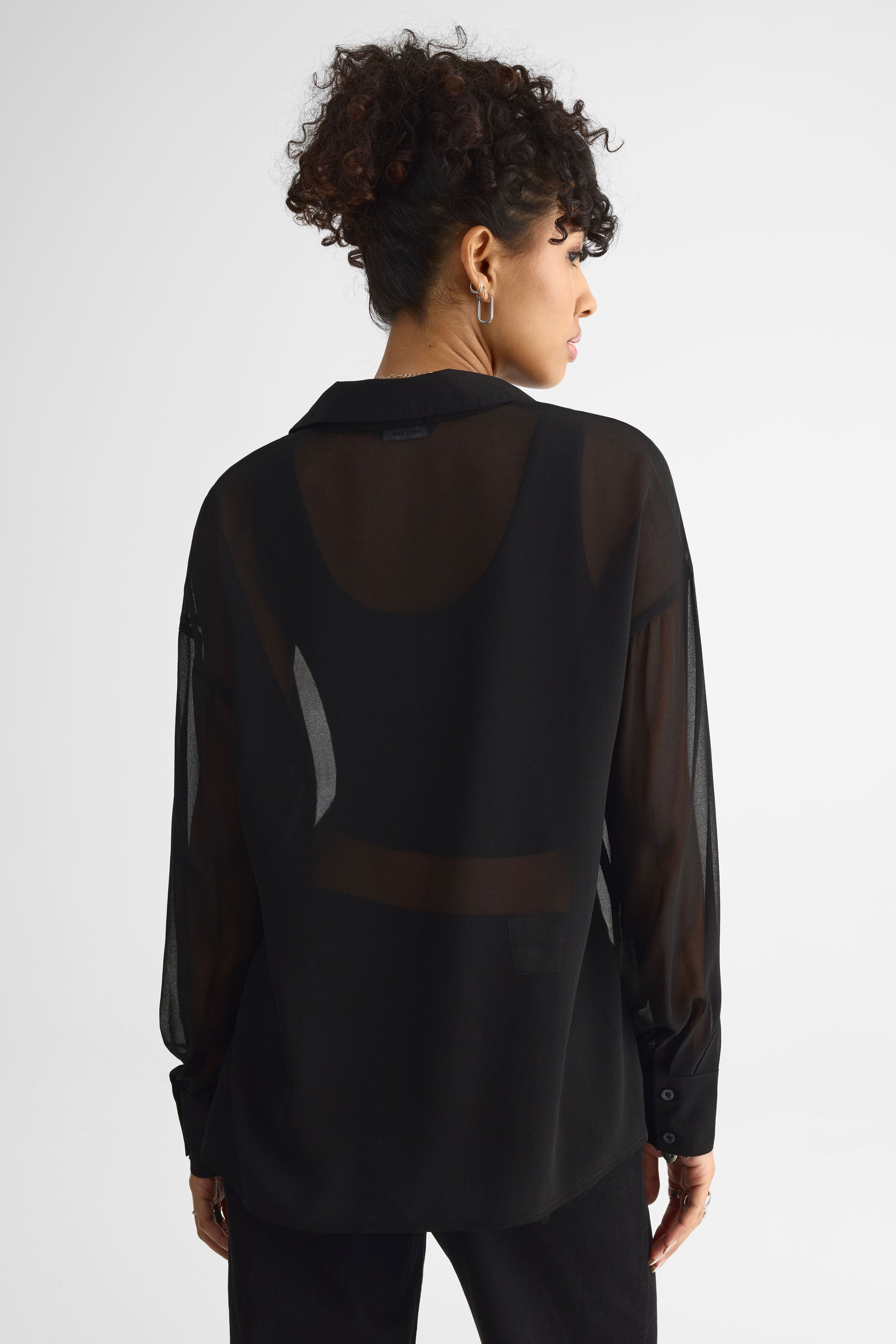 Blouse en chiffon - Femme && CHARBON