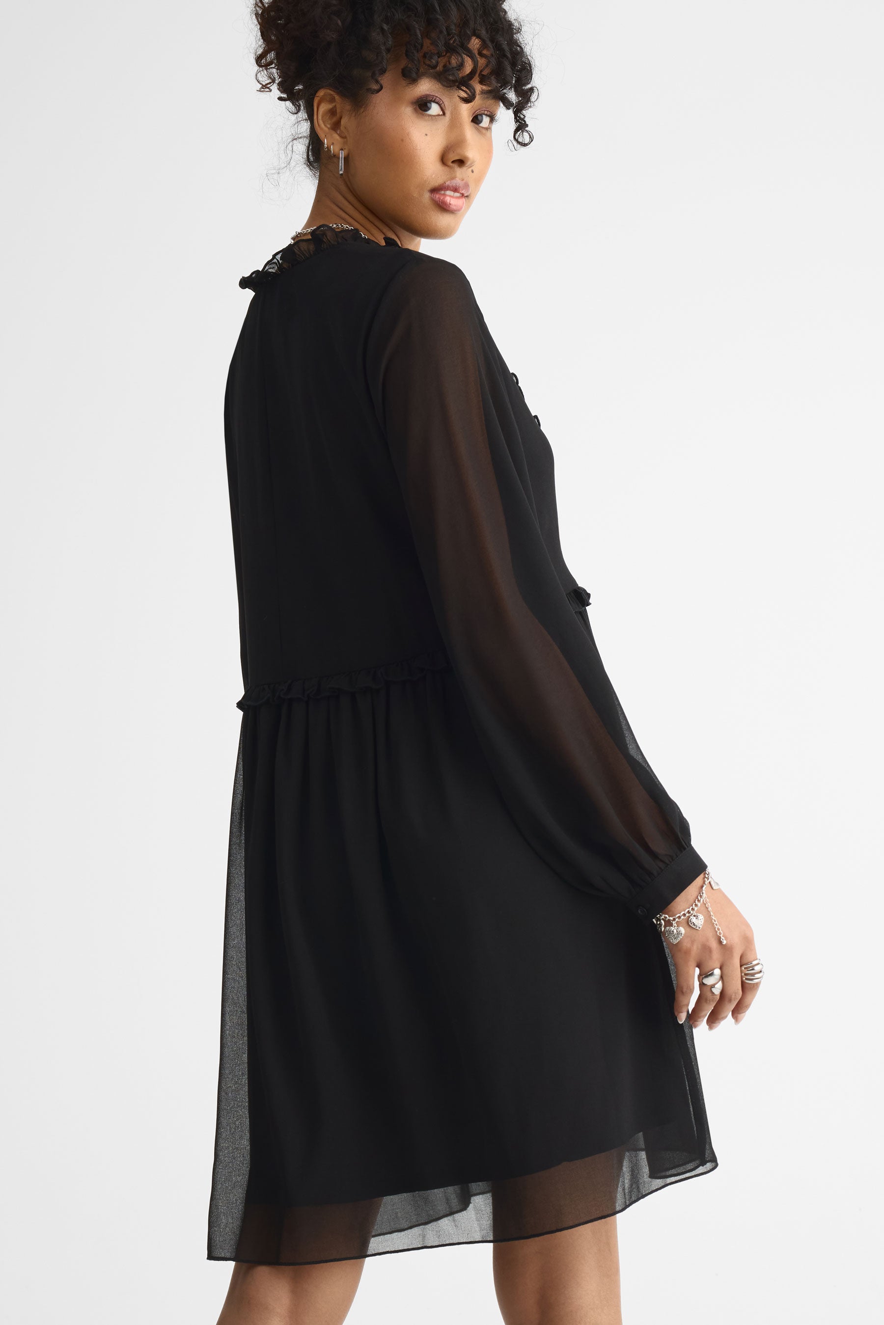 Robe longue à manches bouffantes – Femme && CHARBON