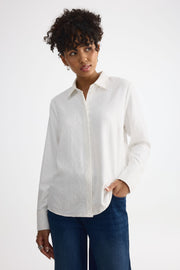 Chemisier semi-ajusté avec rhinestones - Femme && BLANC MULTI