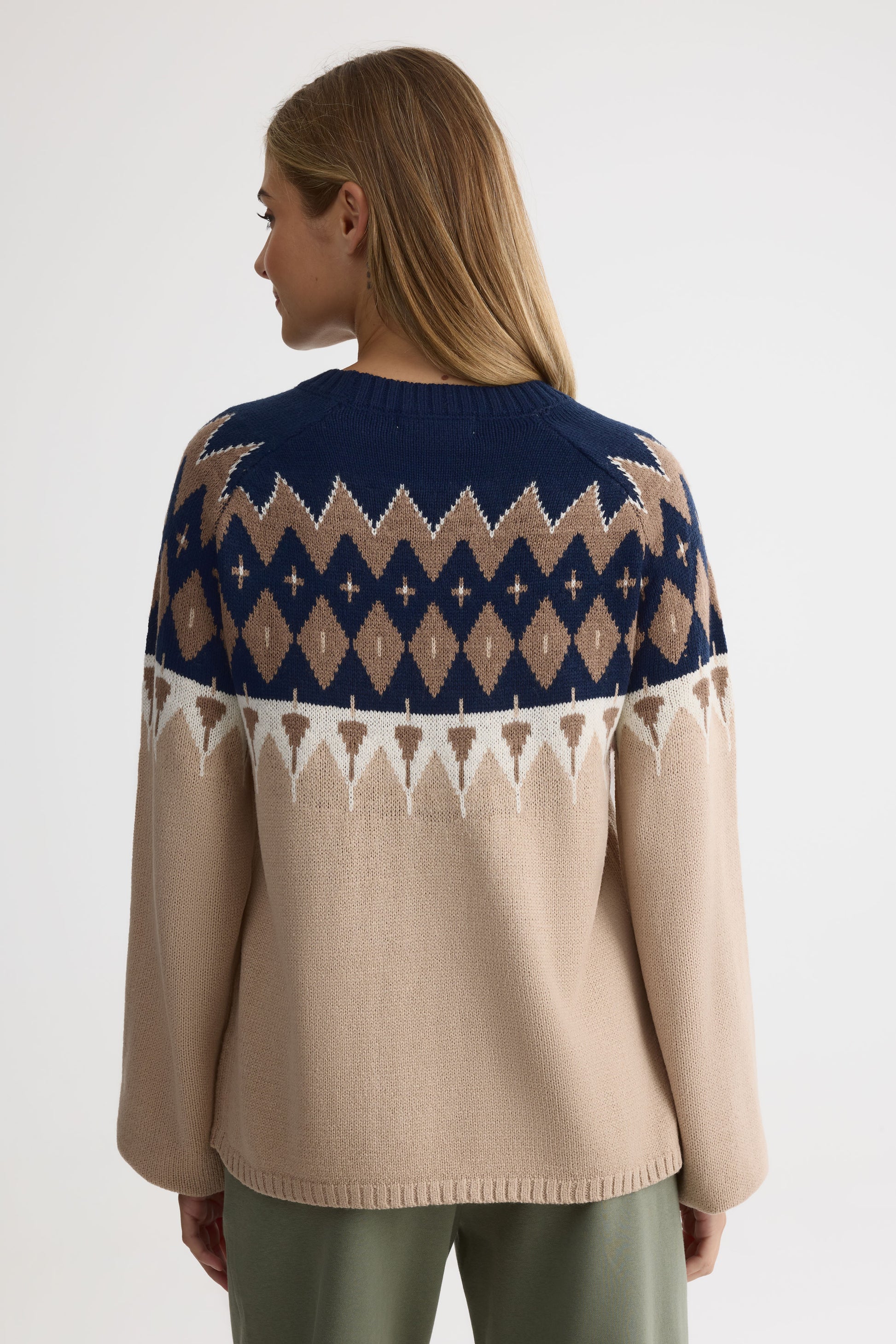 Chandail tricot à col rond – Femme && BEIGE/MULTI