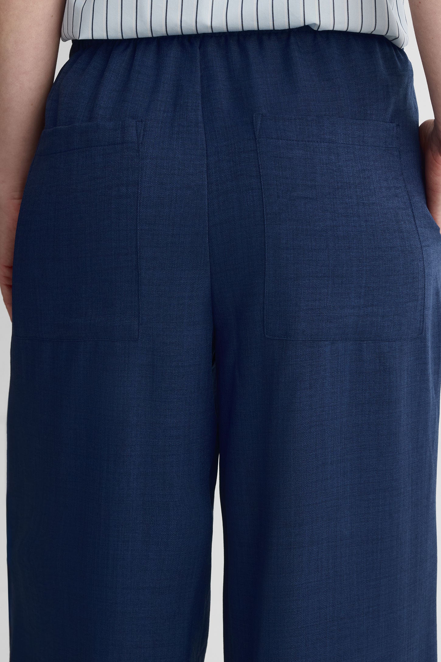 Pantalon jambe large taille haute – Femme && MARIN