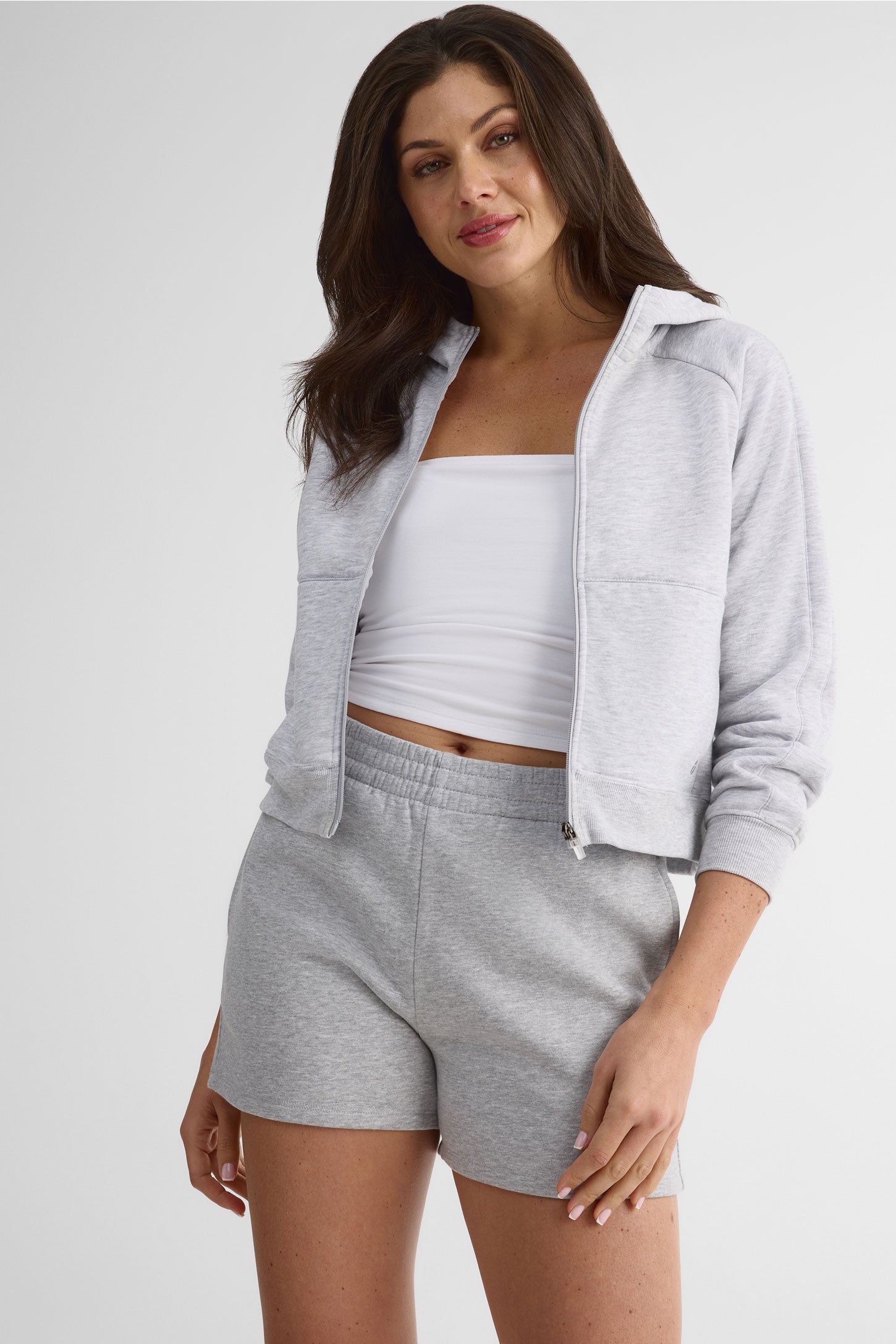 Short taille haute en polaire - Femme && GRIS MIXTE
