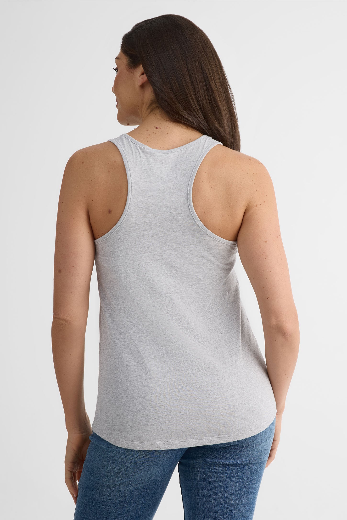 Camisole col scoop légère en jersey - Femme && GRIS MIXTE