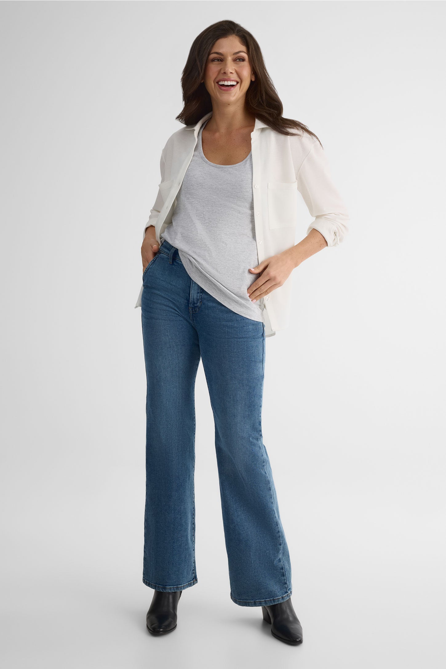 Camisole col scoop légère en jersey - Femme && GRIS MIXTE