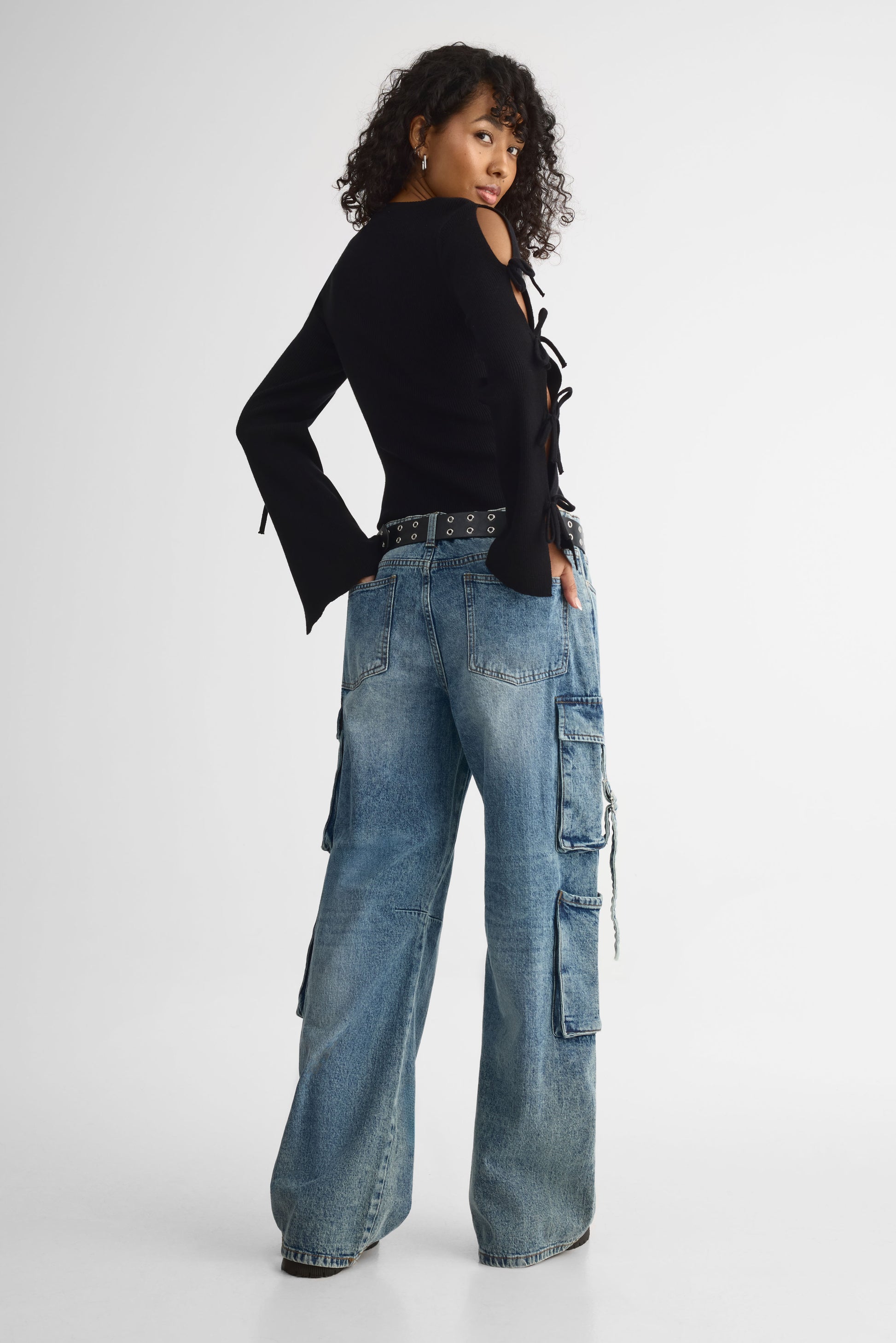 Chandail tricot doux à manches longues – Femme && NOIR