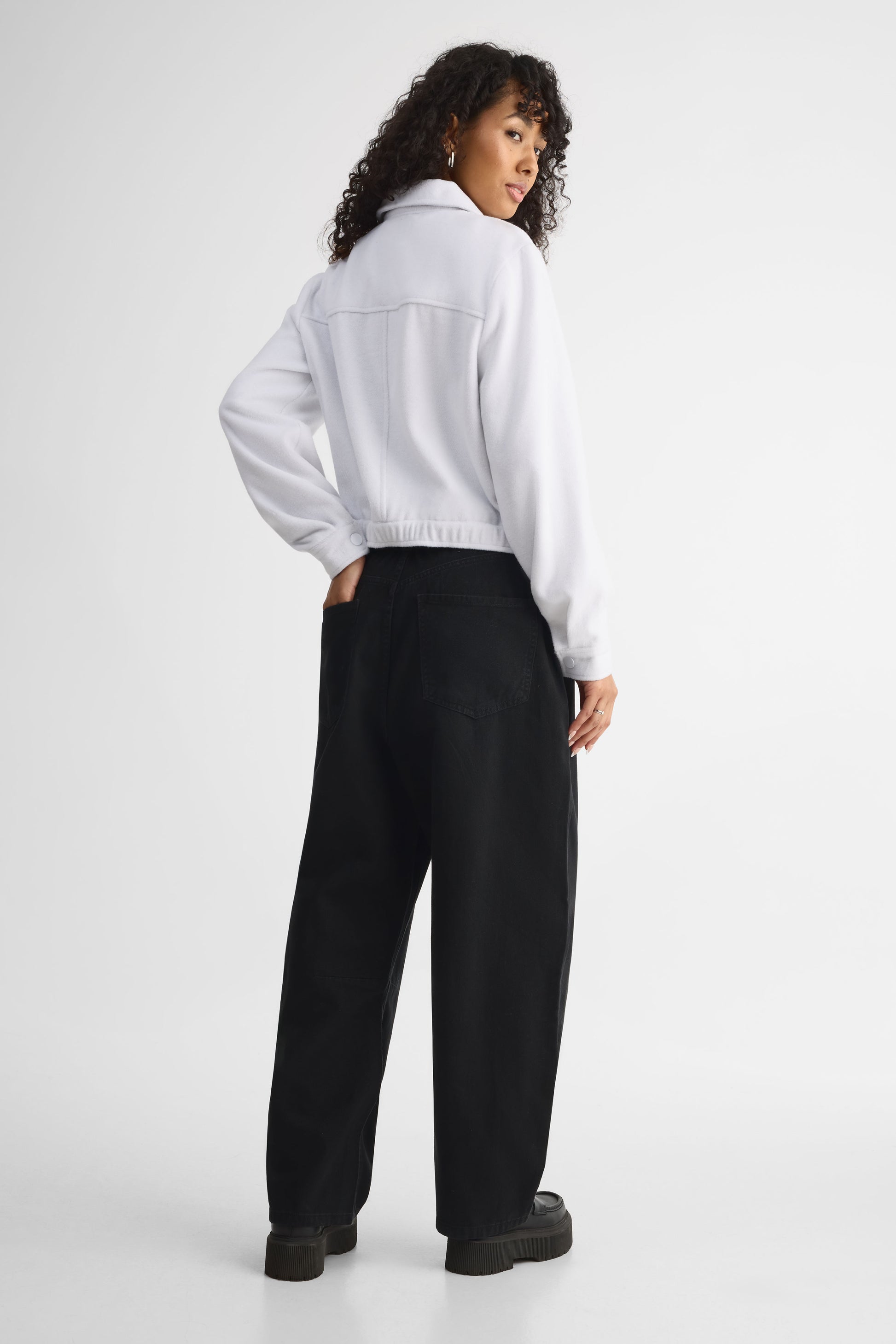 Veste oversize manches ballons – Jeune femme && BLANC CASSÉ