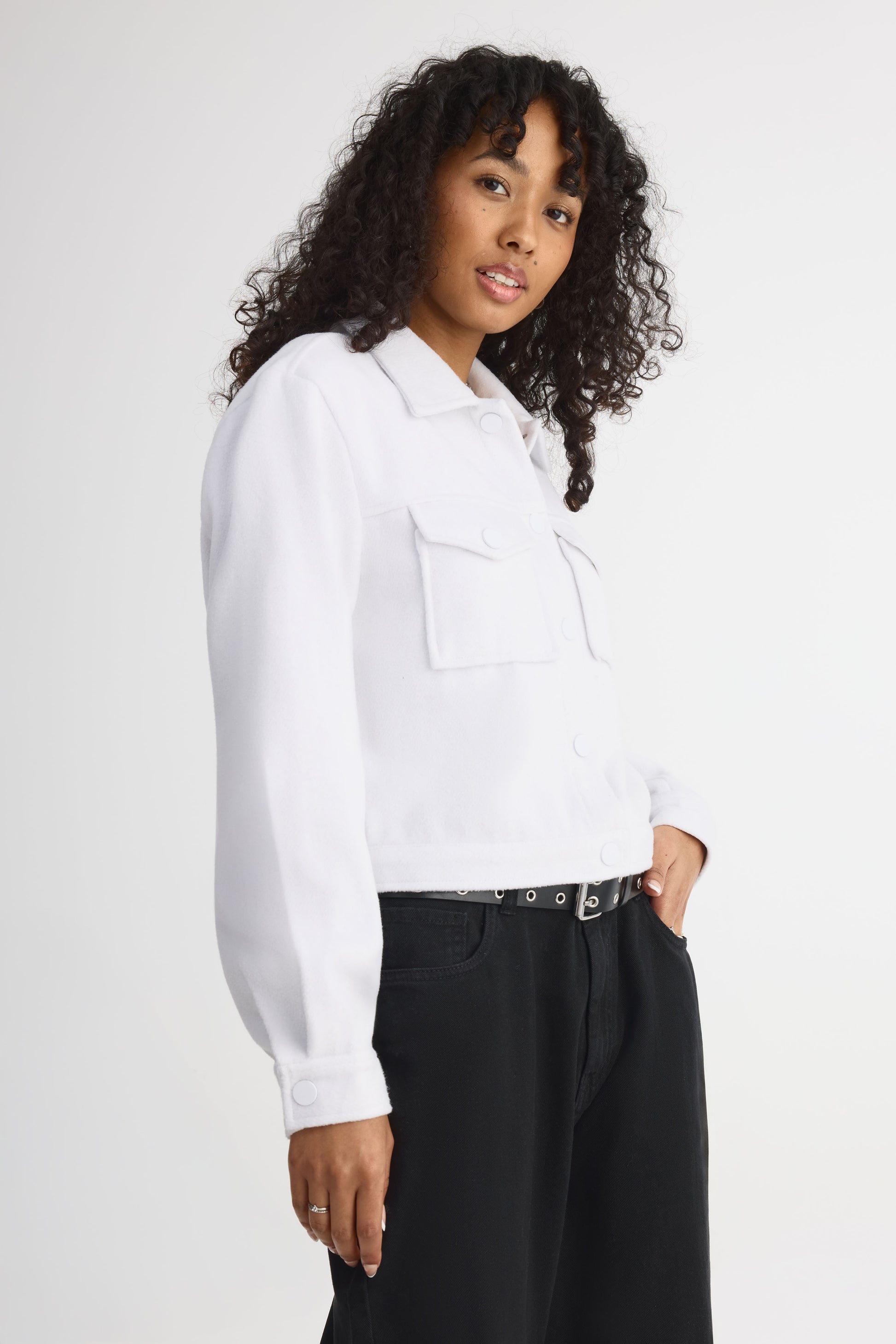 Veste oversize manches ballons – Jeune femme && BLANC CASSÉ