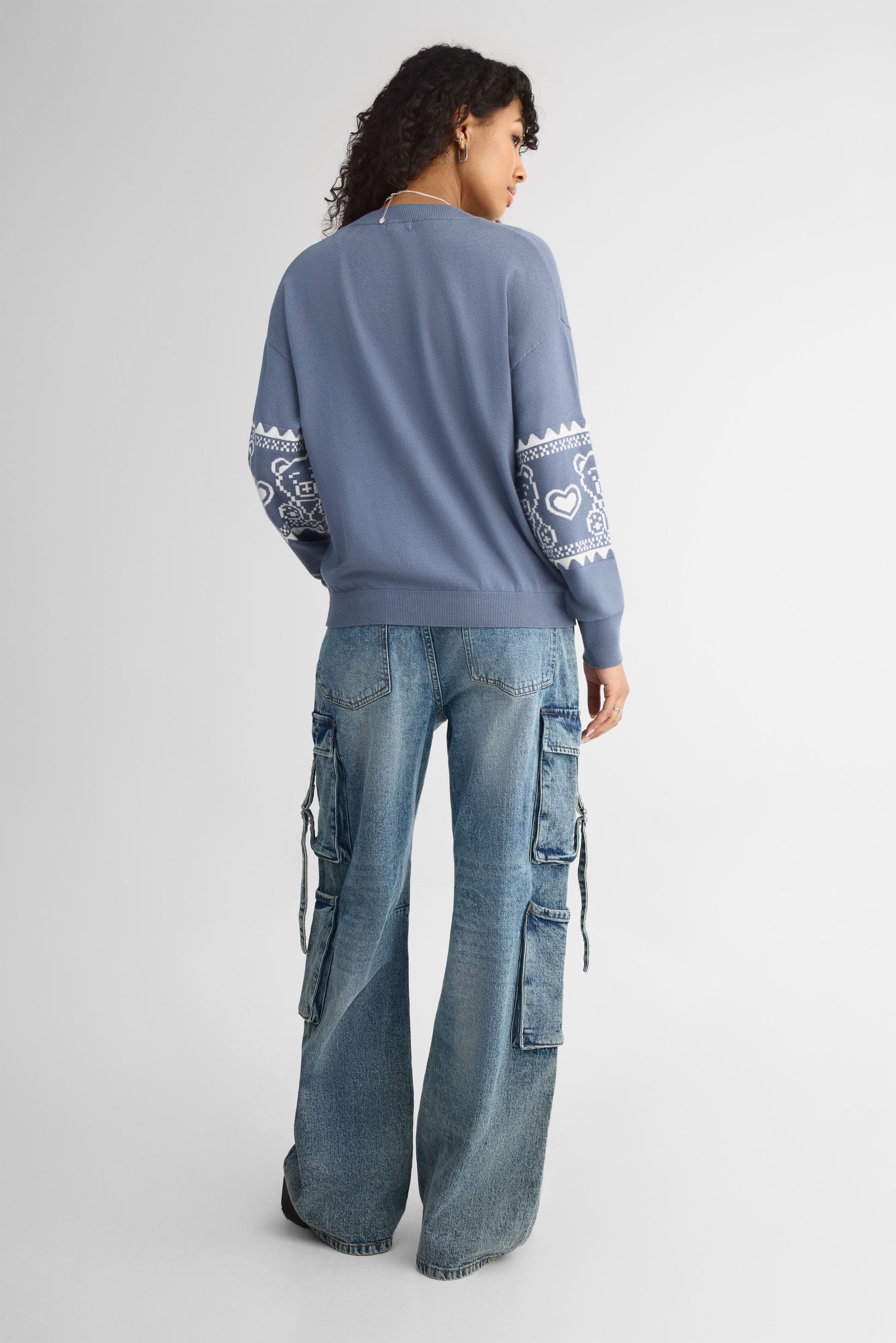 Chandail tricot à motifs – Jeune femme && GRIS MULTI