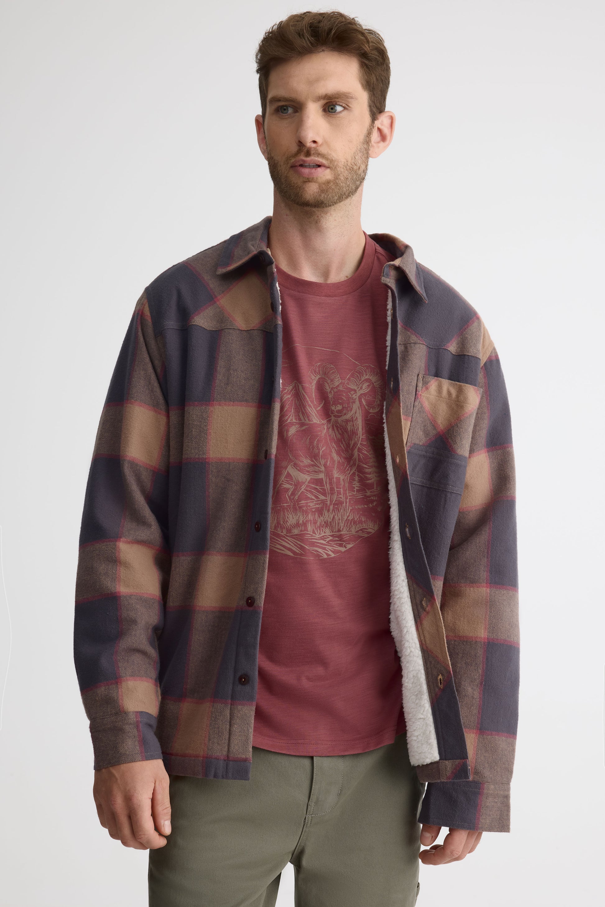 Surchemise à carreaux en flanelle - Homme && BRUN/MULTI