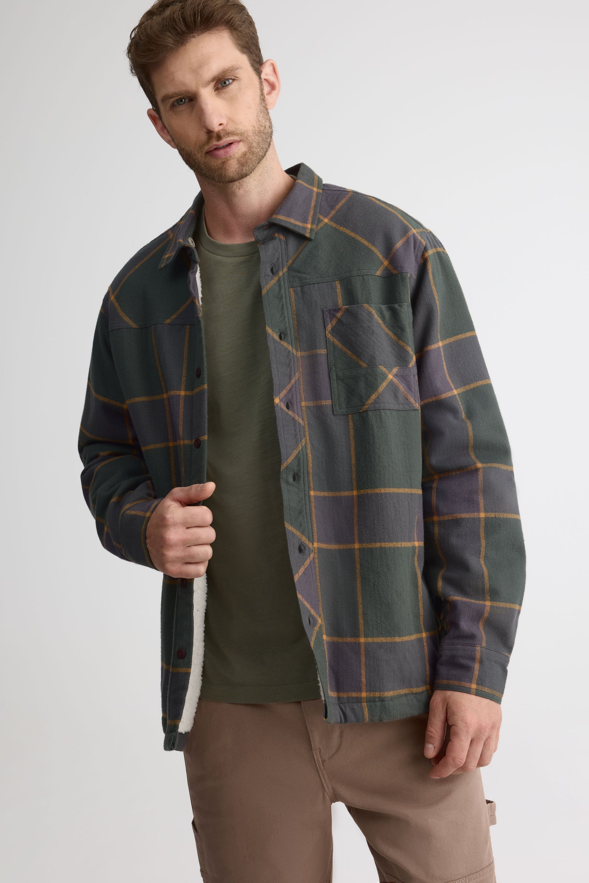 Surchemise à carreaux en flanelle - Homme && GRIS MULTI