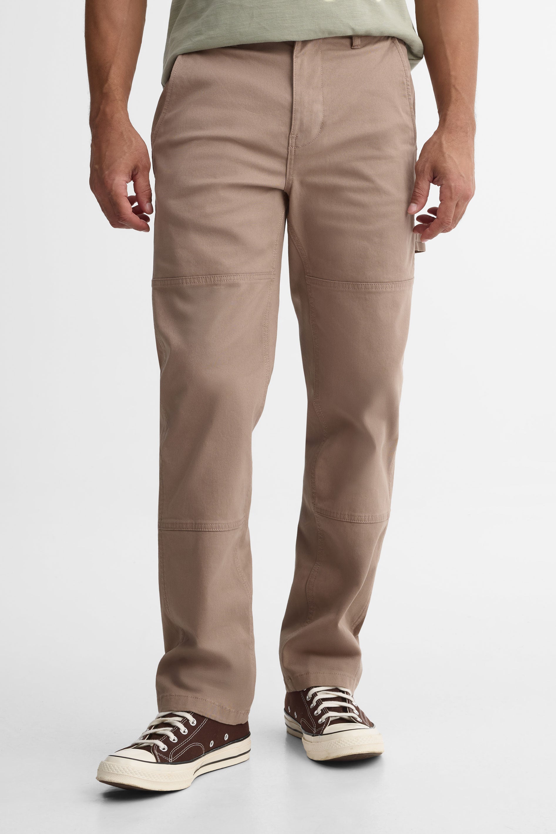 Pantalon Carpenter 5 poches en coton - Homme && TAUPE