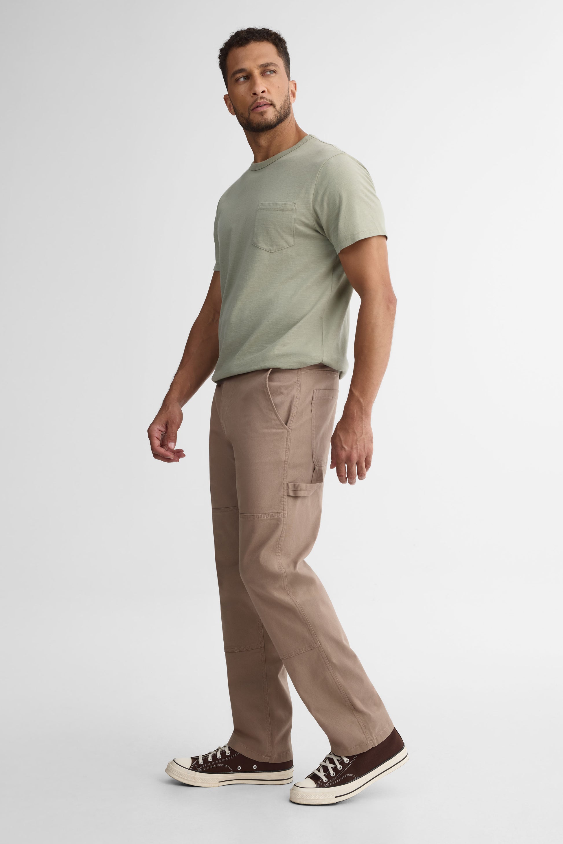 Pantalon Carpenter 5 poches en coton - Homme && TAUPE