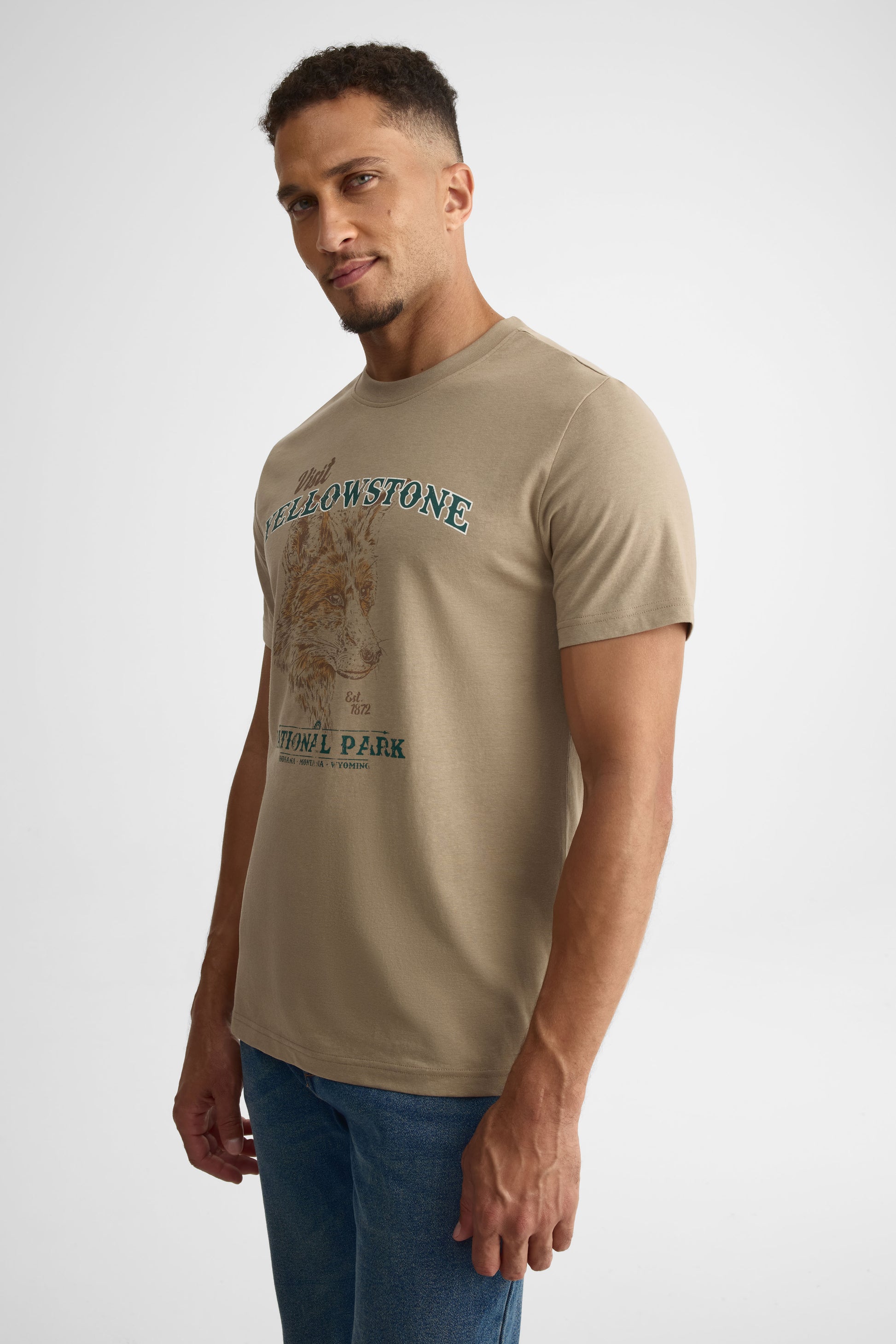 Chandail col rond imprimé 2/30$ – Homme && TAUPE