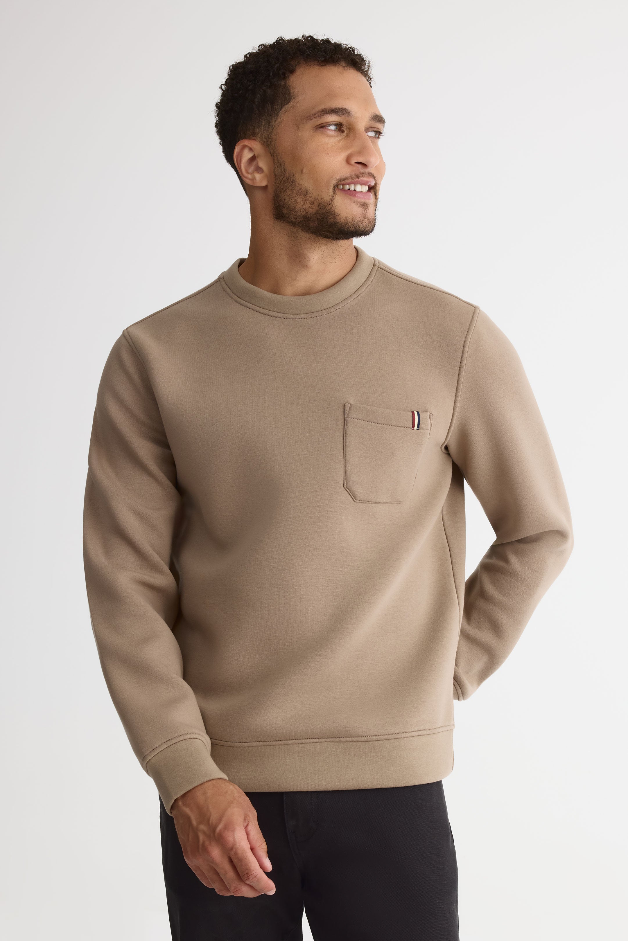 Chandail ouaté col rond - Homme && TAUPE
