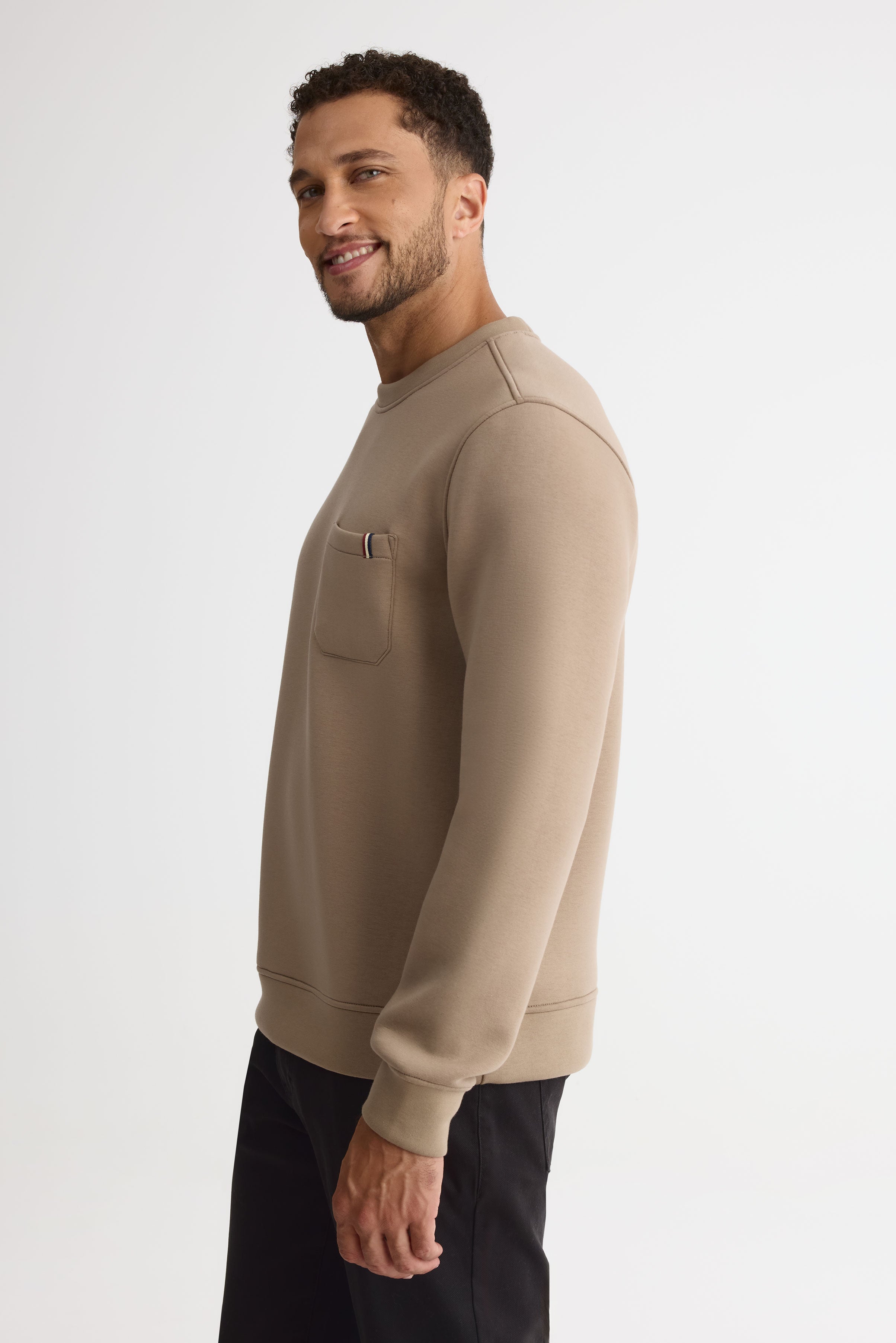 Chandail ouaté col rond - Homme && TAUPE