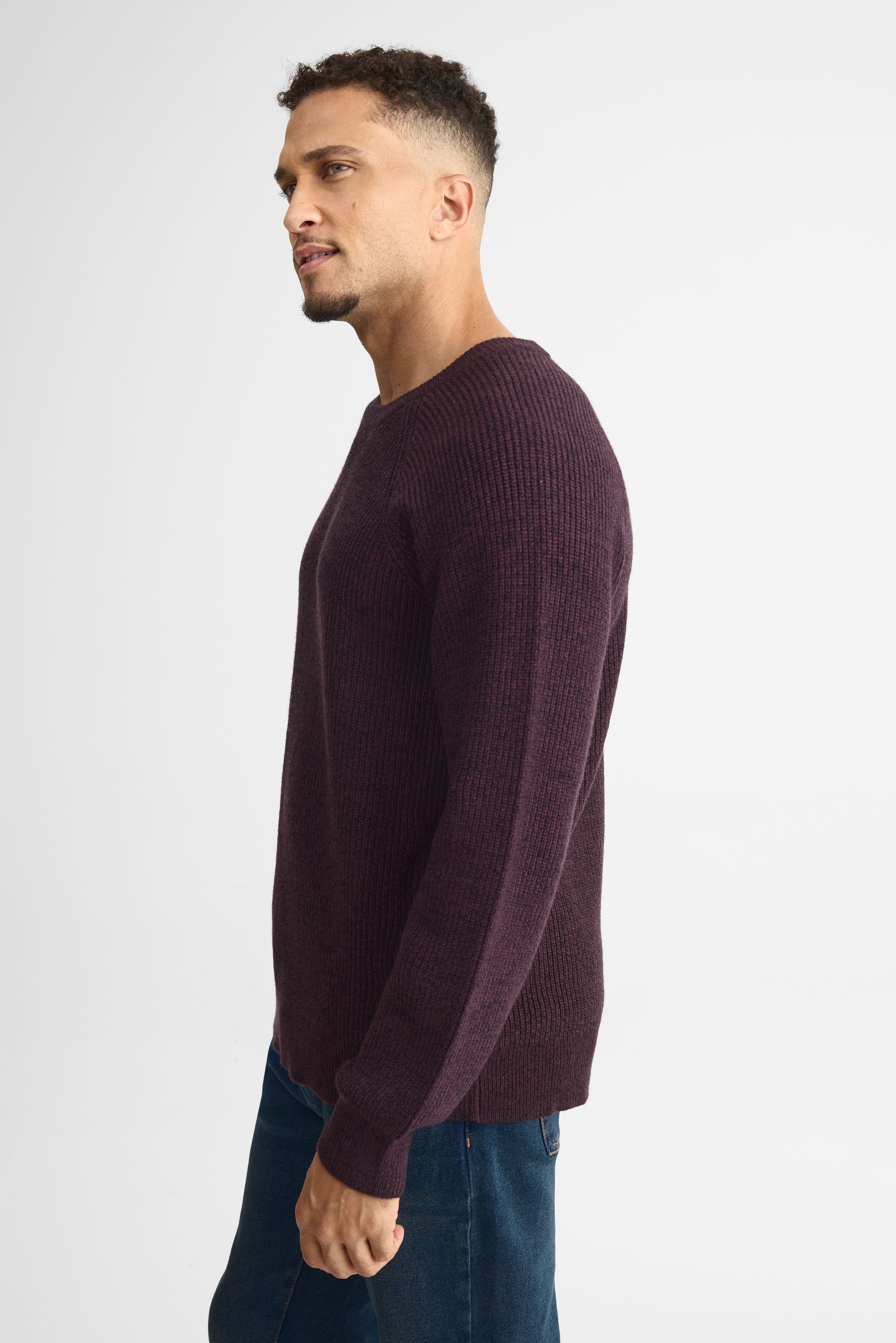 Chandail tricot col rond – Homme && BRUN