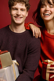 Chandail tricot col rond – Homme && BRUN