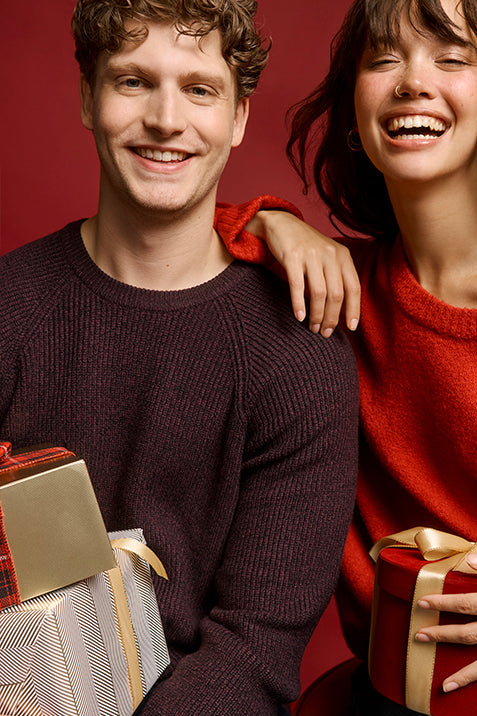 Chandail tricot col rond – Homme && BRUN